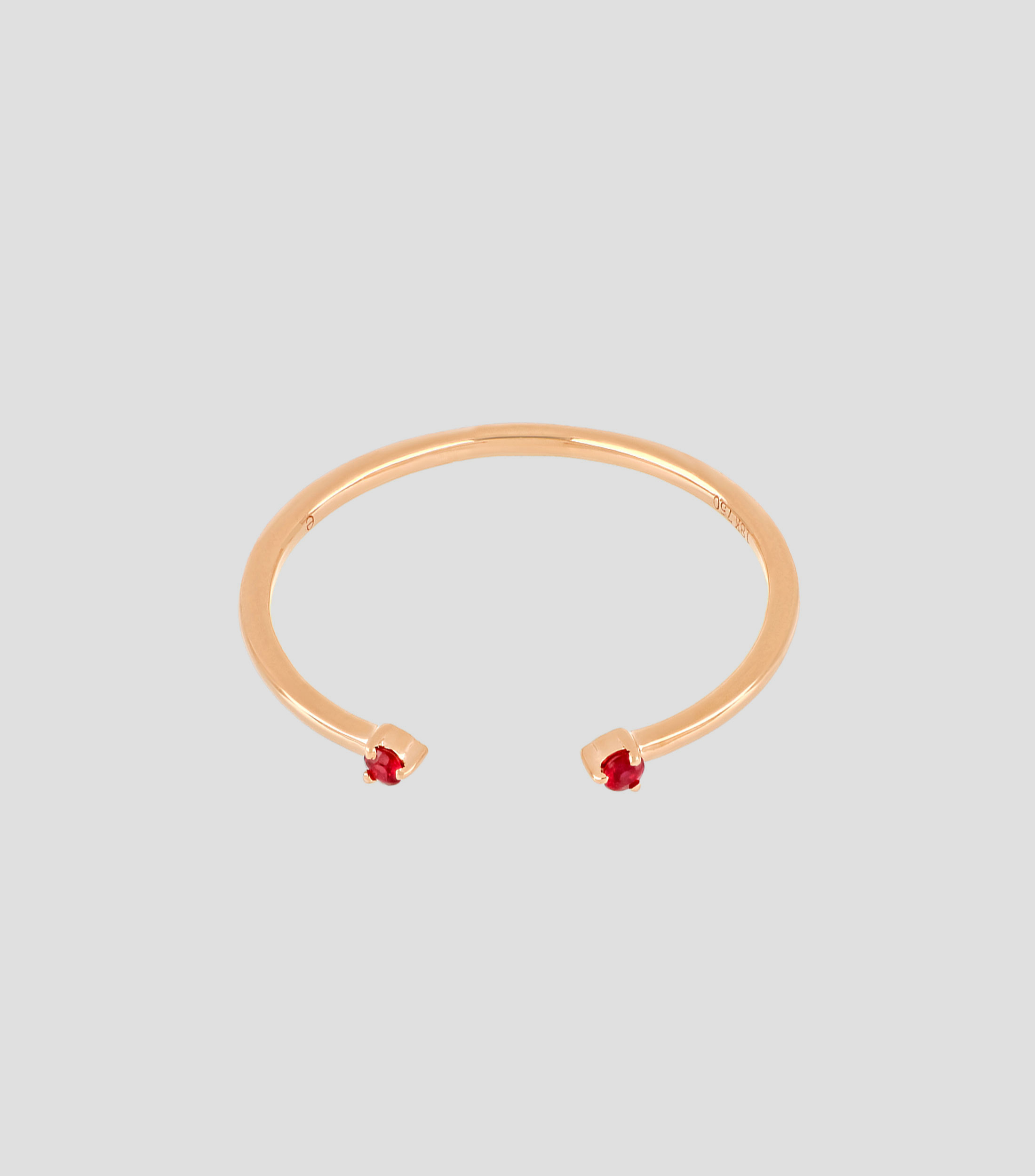 Anillo abierto en oro rosa de 18 Kilates con rubi Mujer
