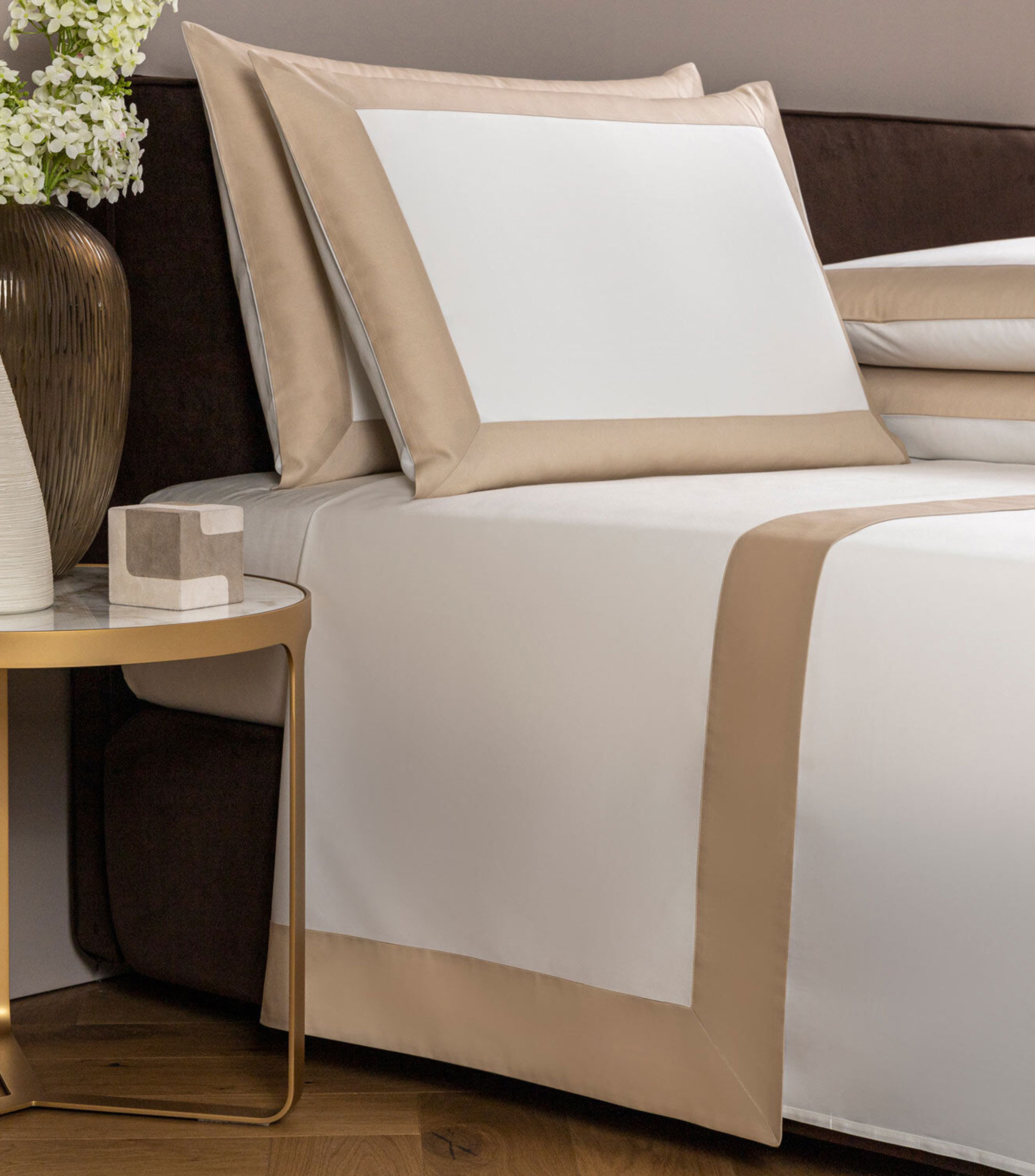 Funda para Duvet King Size de algodón Bold Blanco con beige