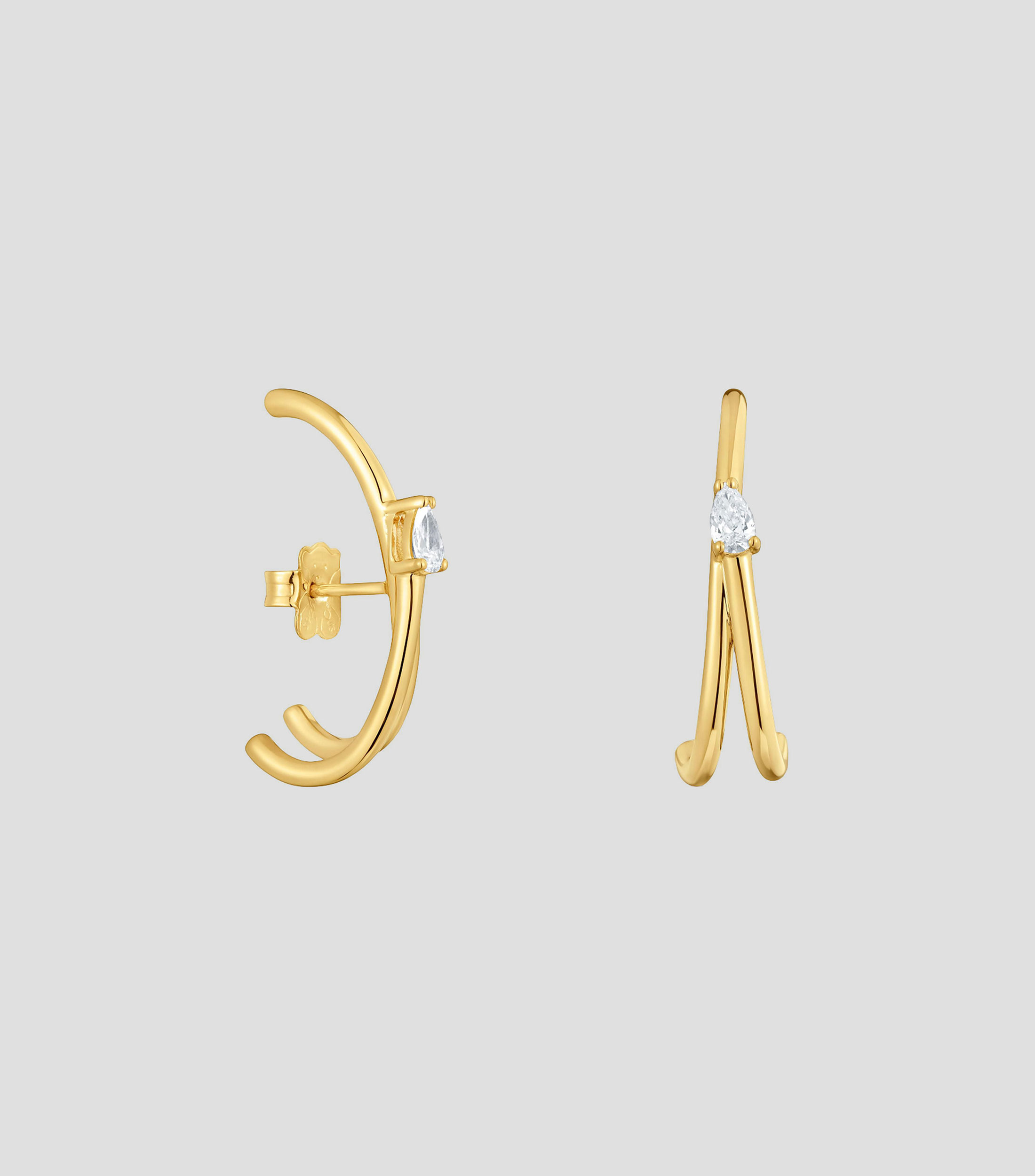 Aretes en plata de medio arco con diamantes Lio LGD Mujer