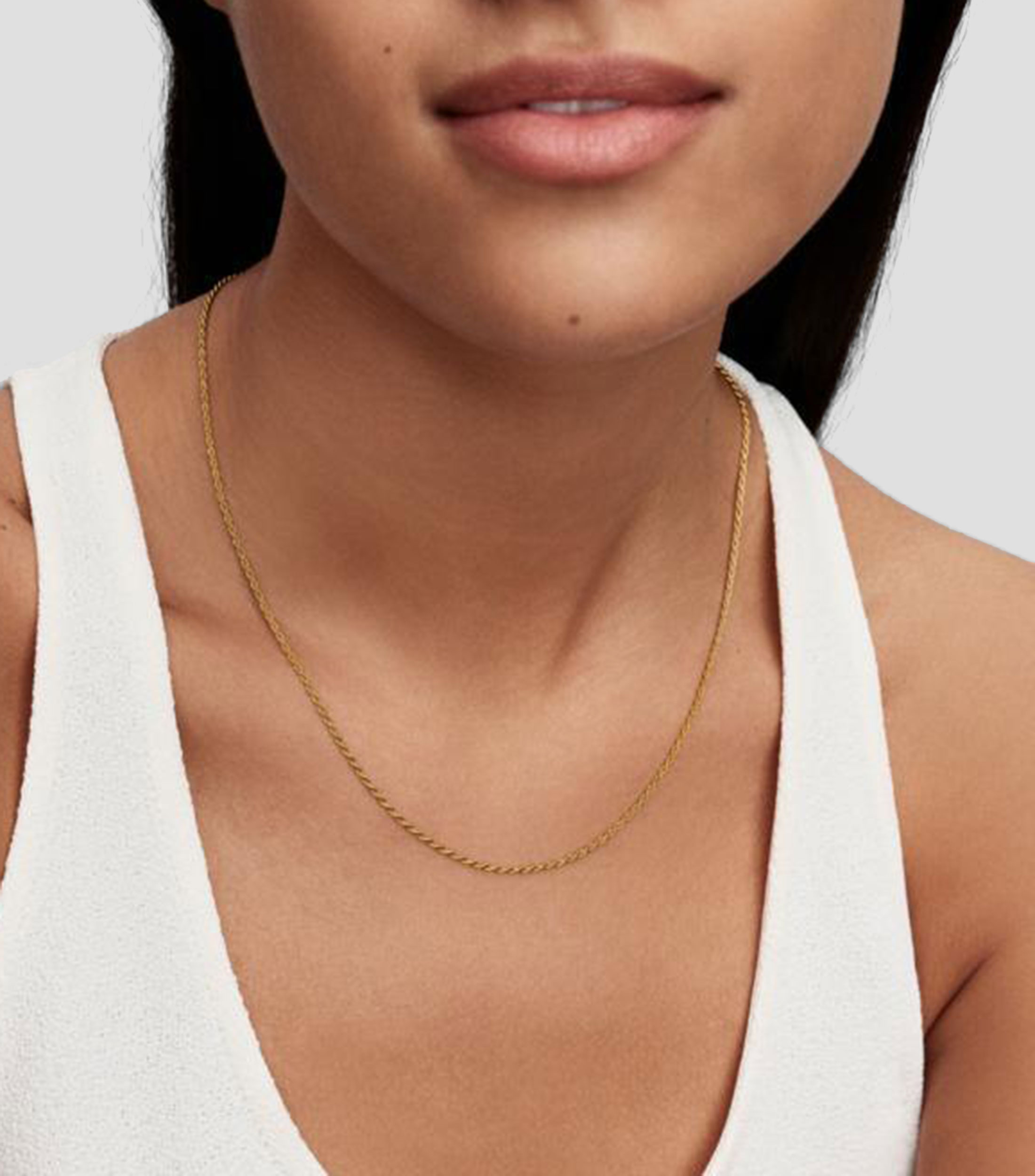 Collar en plata cadena tipo cuerda Mujer