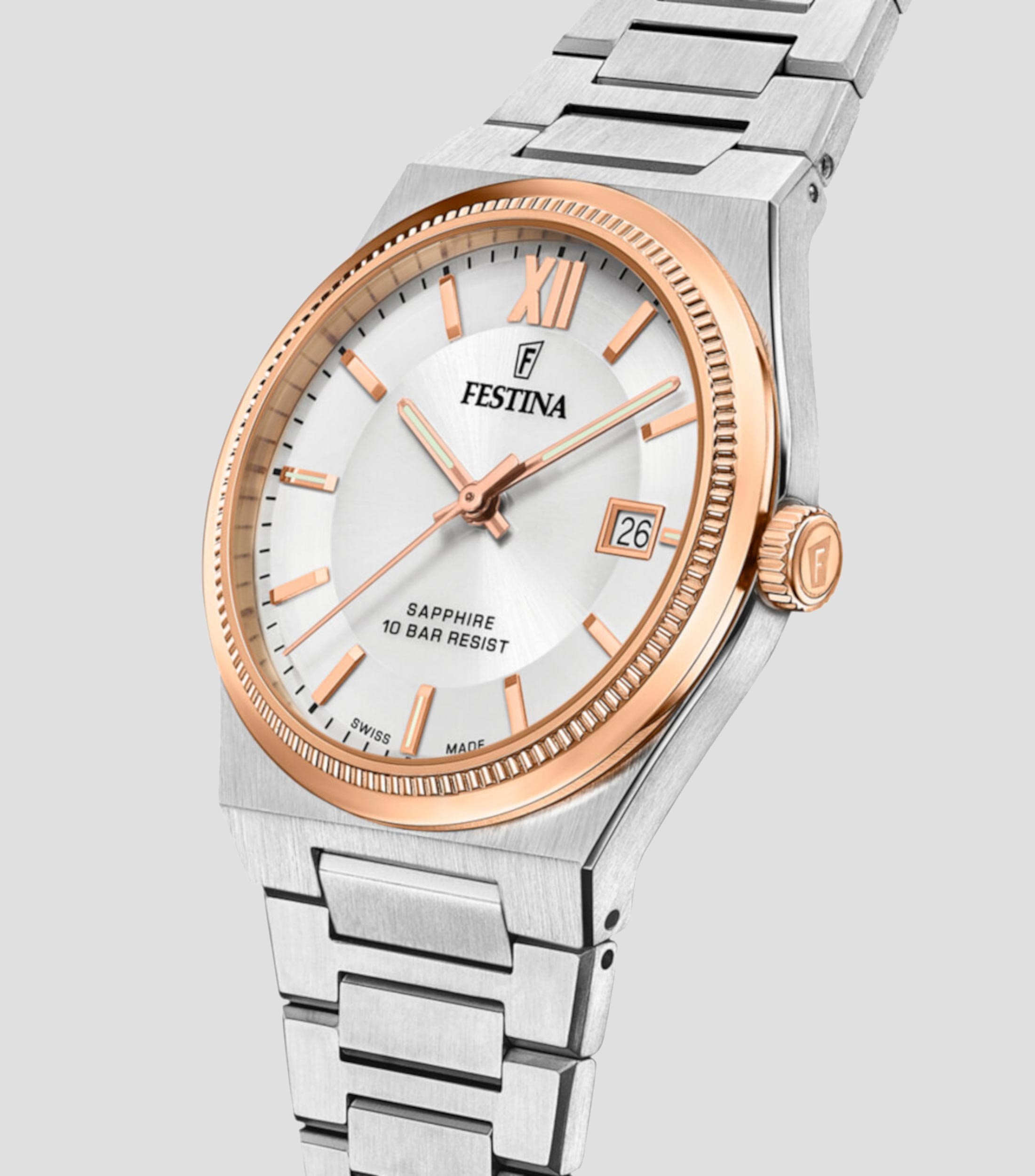 Reloj para Hombre My Swiss Time De Vestir Plateado, Oro Rosa