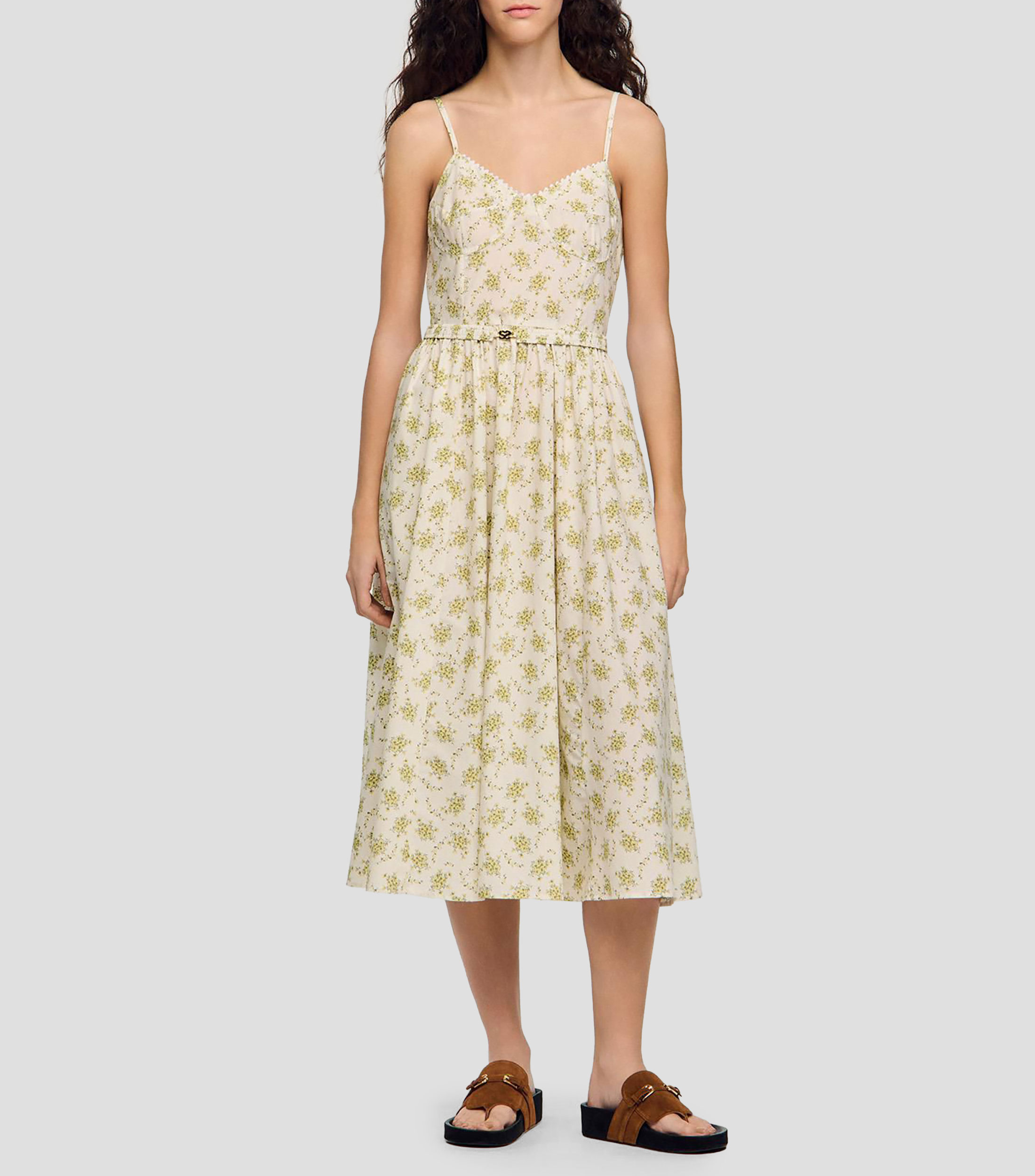 Vestido midi con estampado Mujer