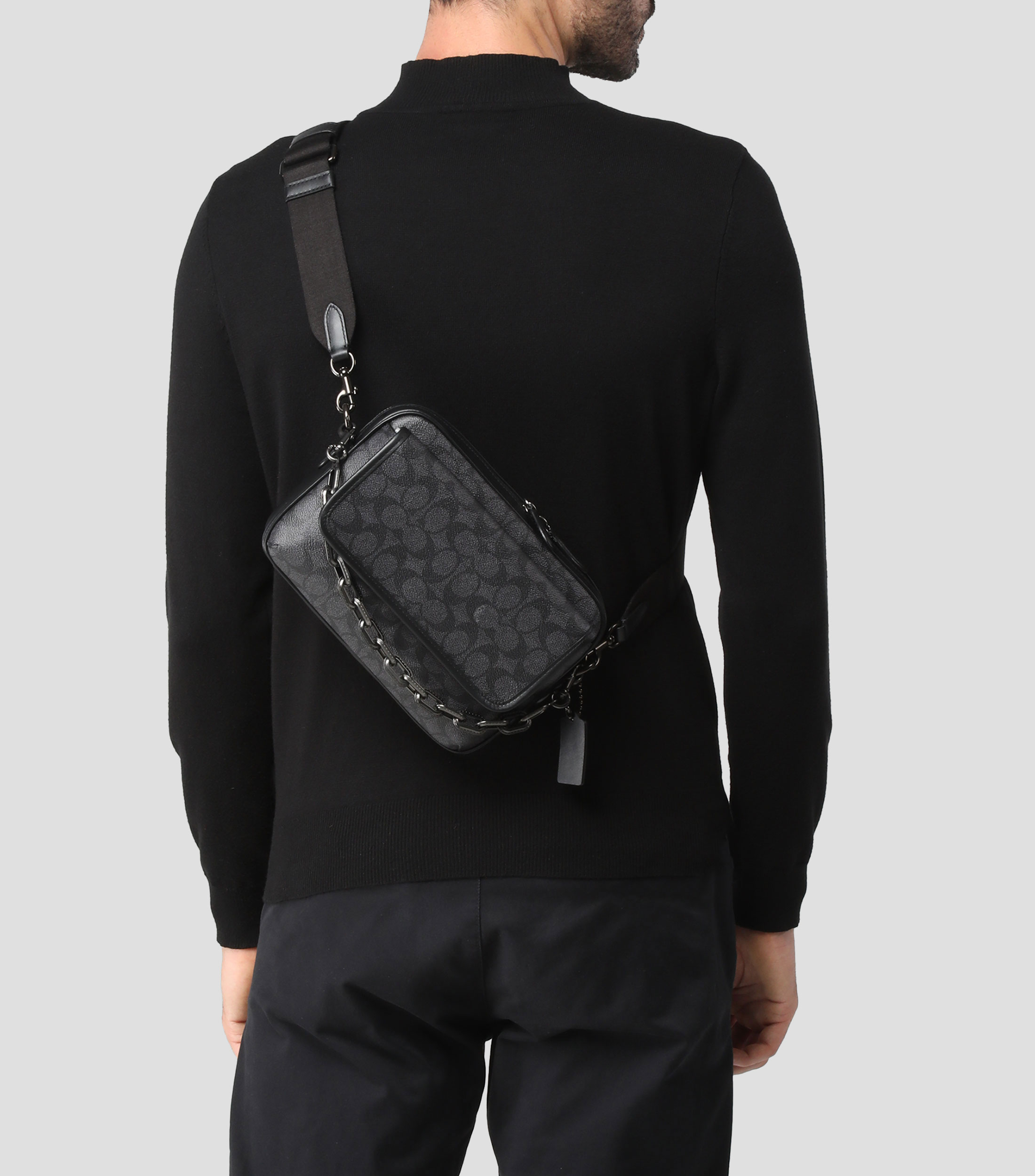 Bolso crossbody en piel negro Hombre