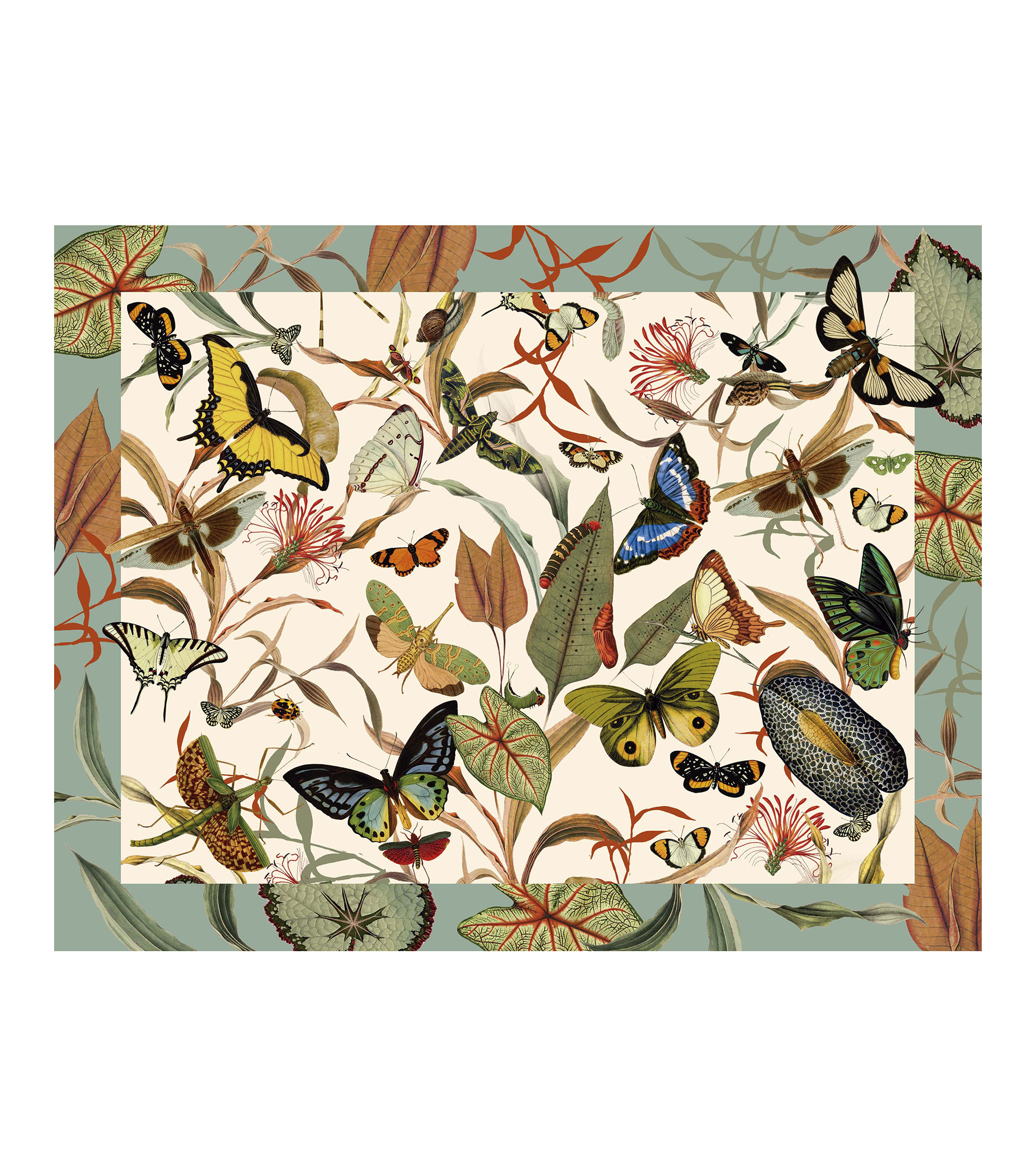 Servilleta Aqua Butterfly verde con blanco estampada