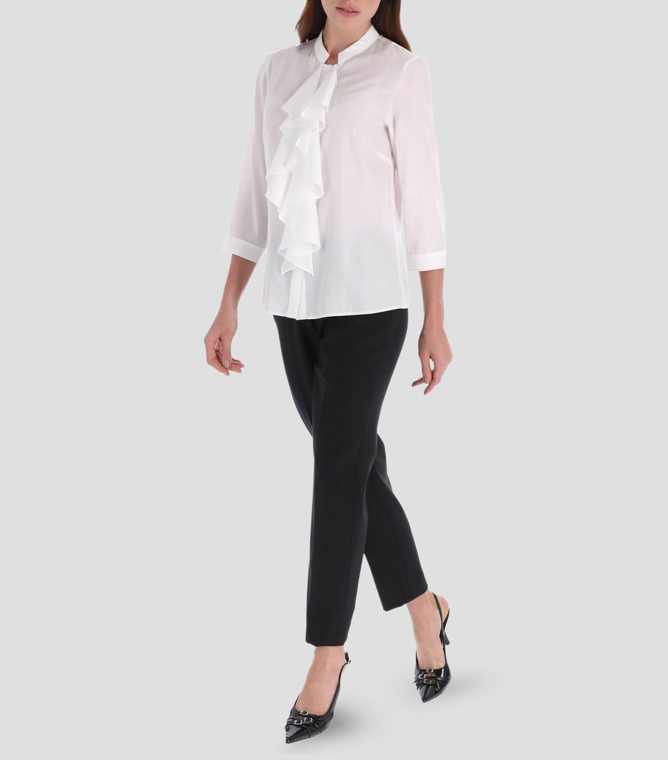 Blusa lisa manga 3/4 Mujer
