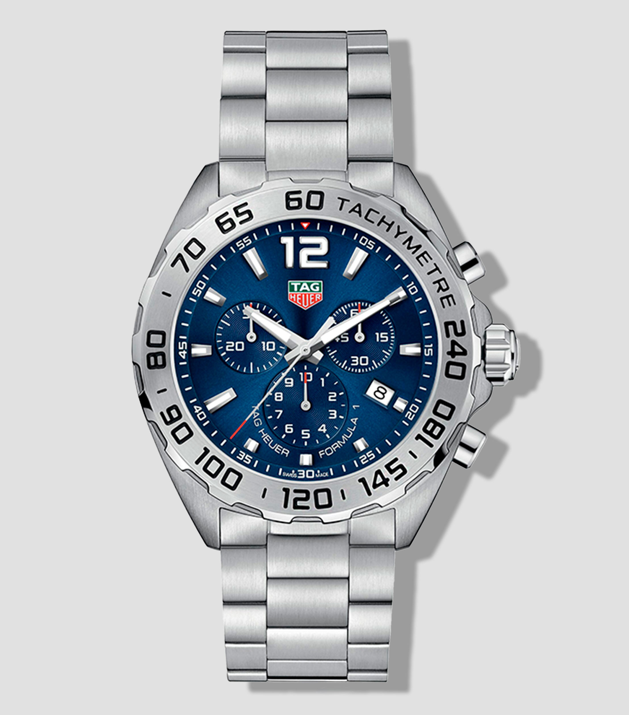 Reloj para hombre Fórmula 1 casual plateado, azul