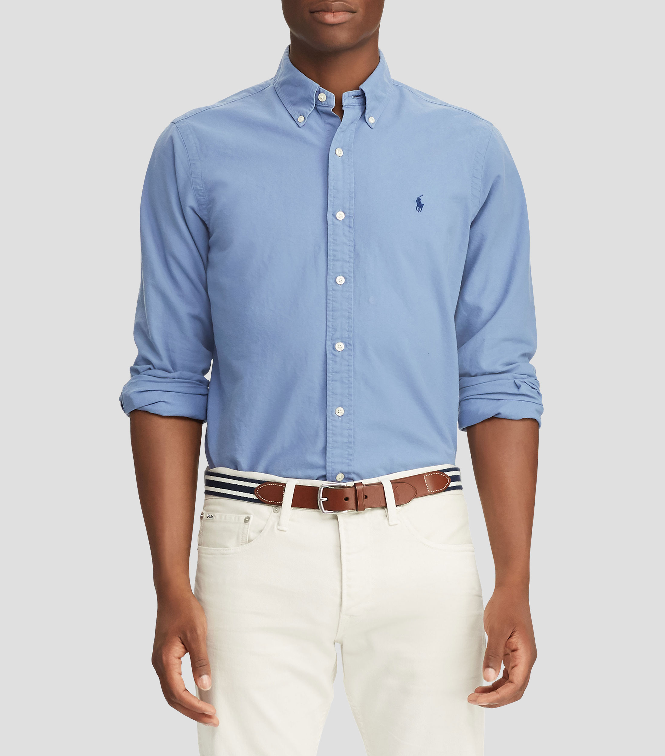 Camisa lisa manga larga Hombre