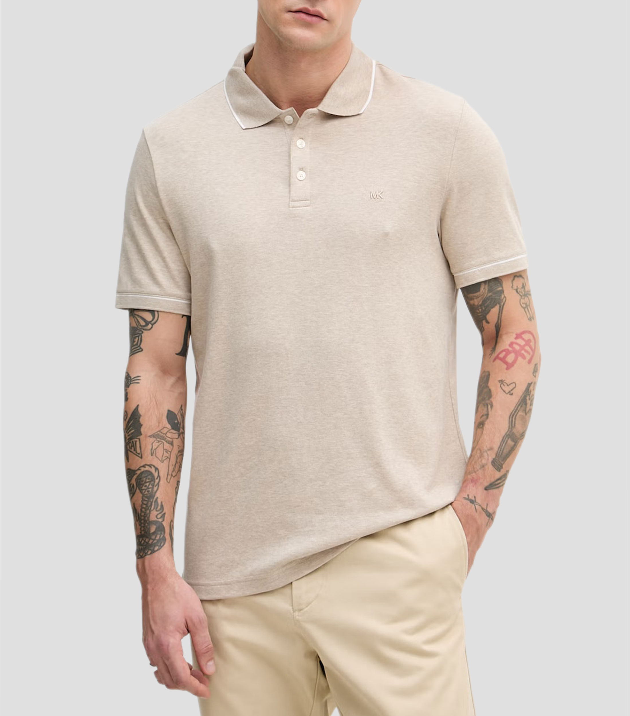 Playera tipo polo manga corta jaspeada Hombre