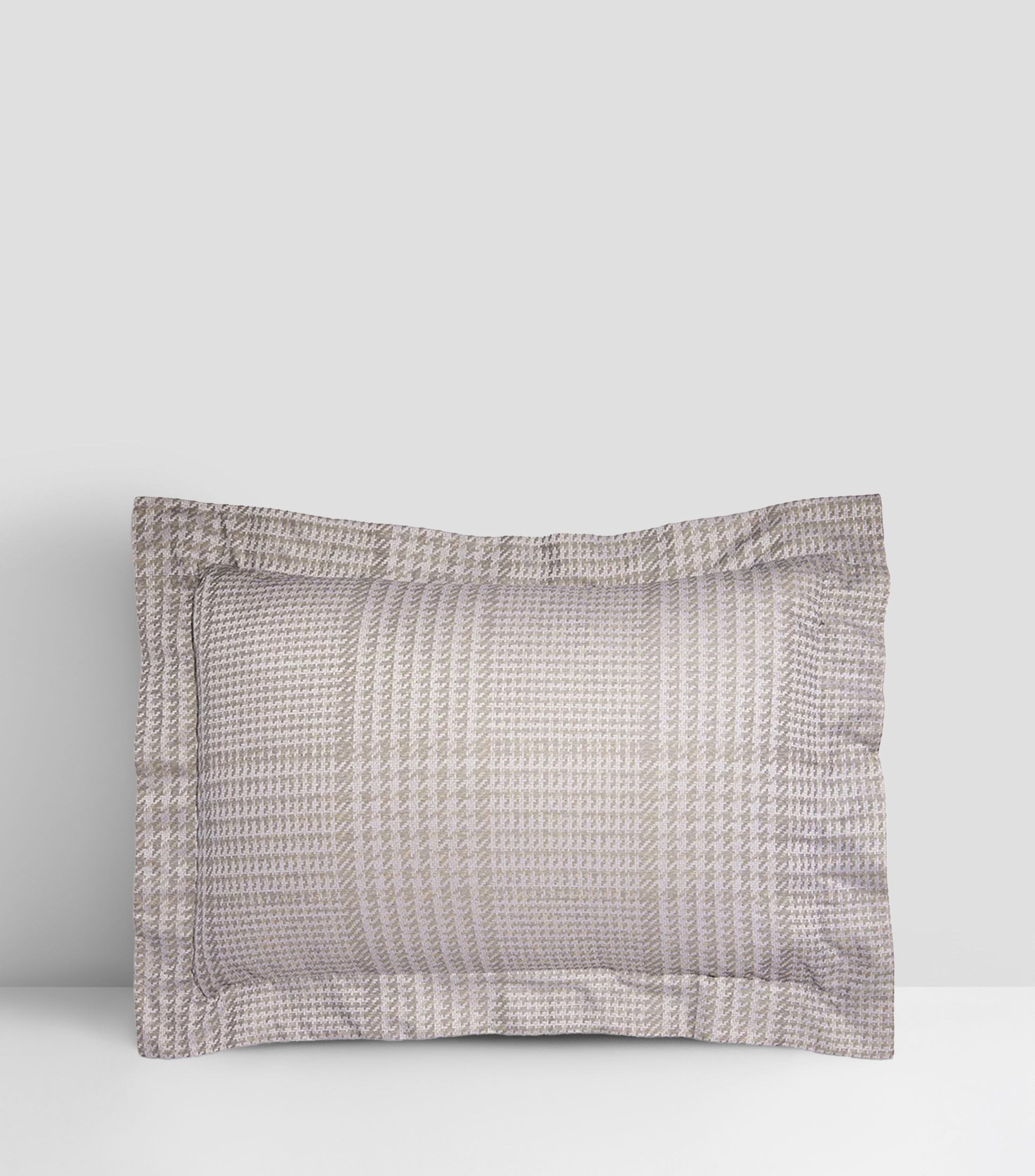 Funda para almohada estándar en algodón Pied de Poule Arredo beige con gris