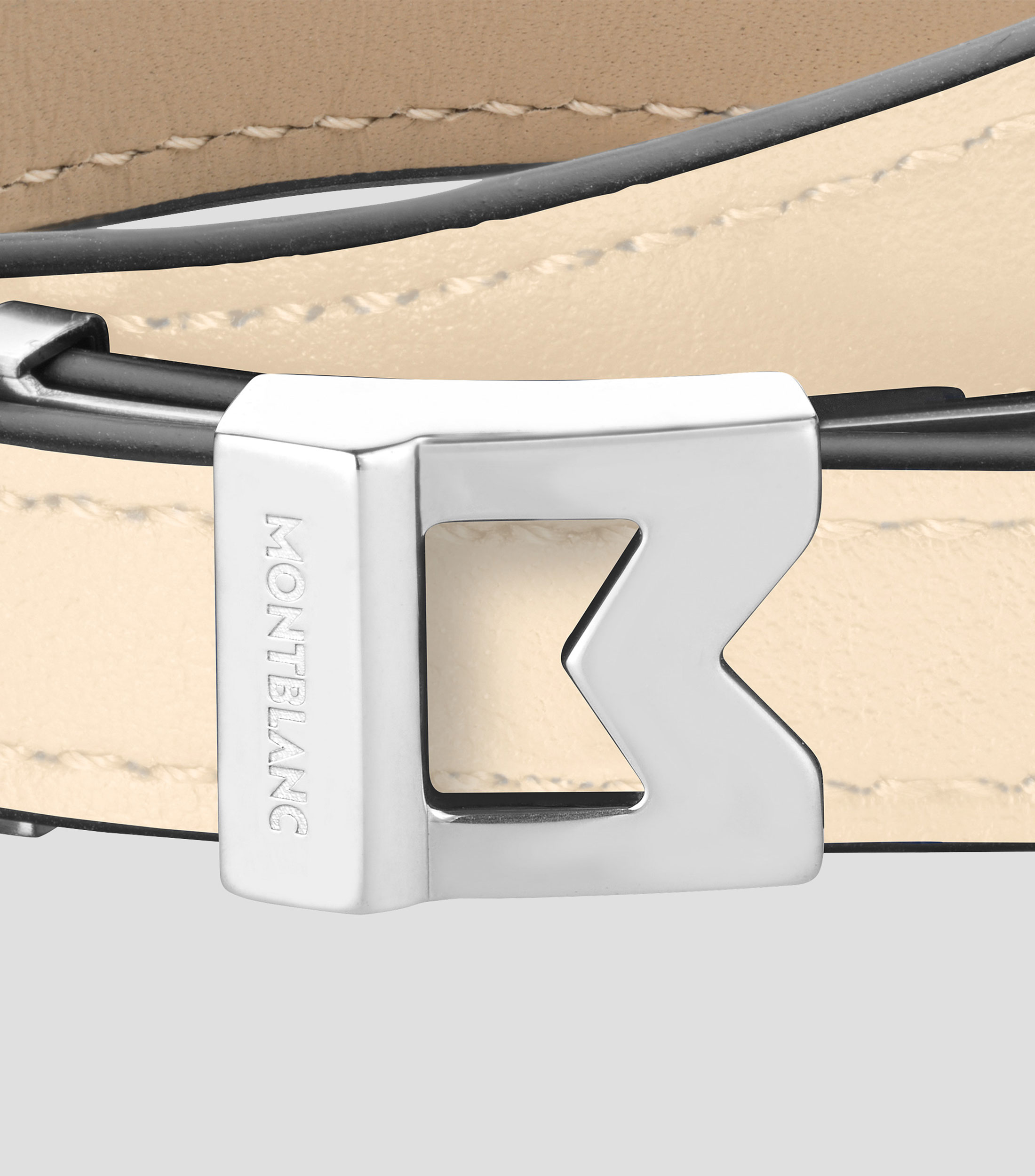 Montblanc M pulsera de piel color marfil con logotipo, tamaño ajustable Unisex