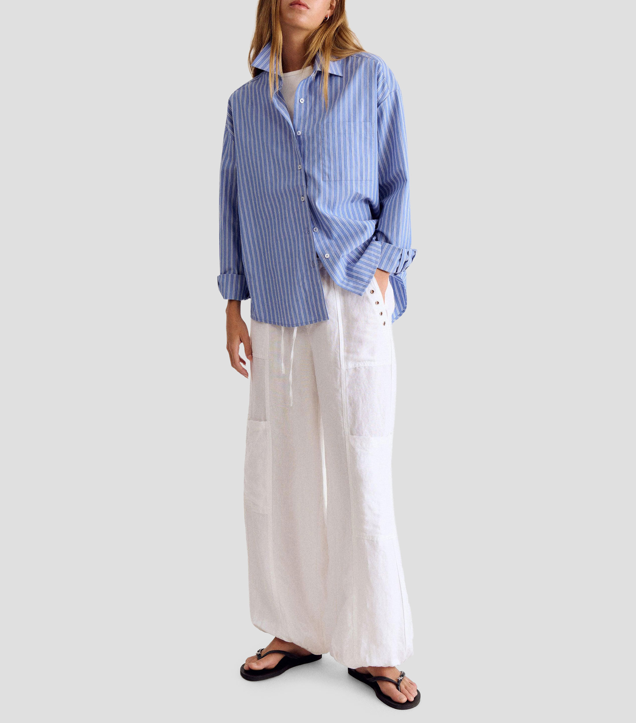 Camisa rayas manga larga Mujer