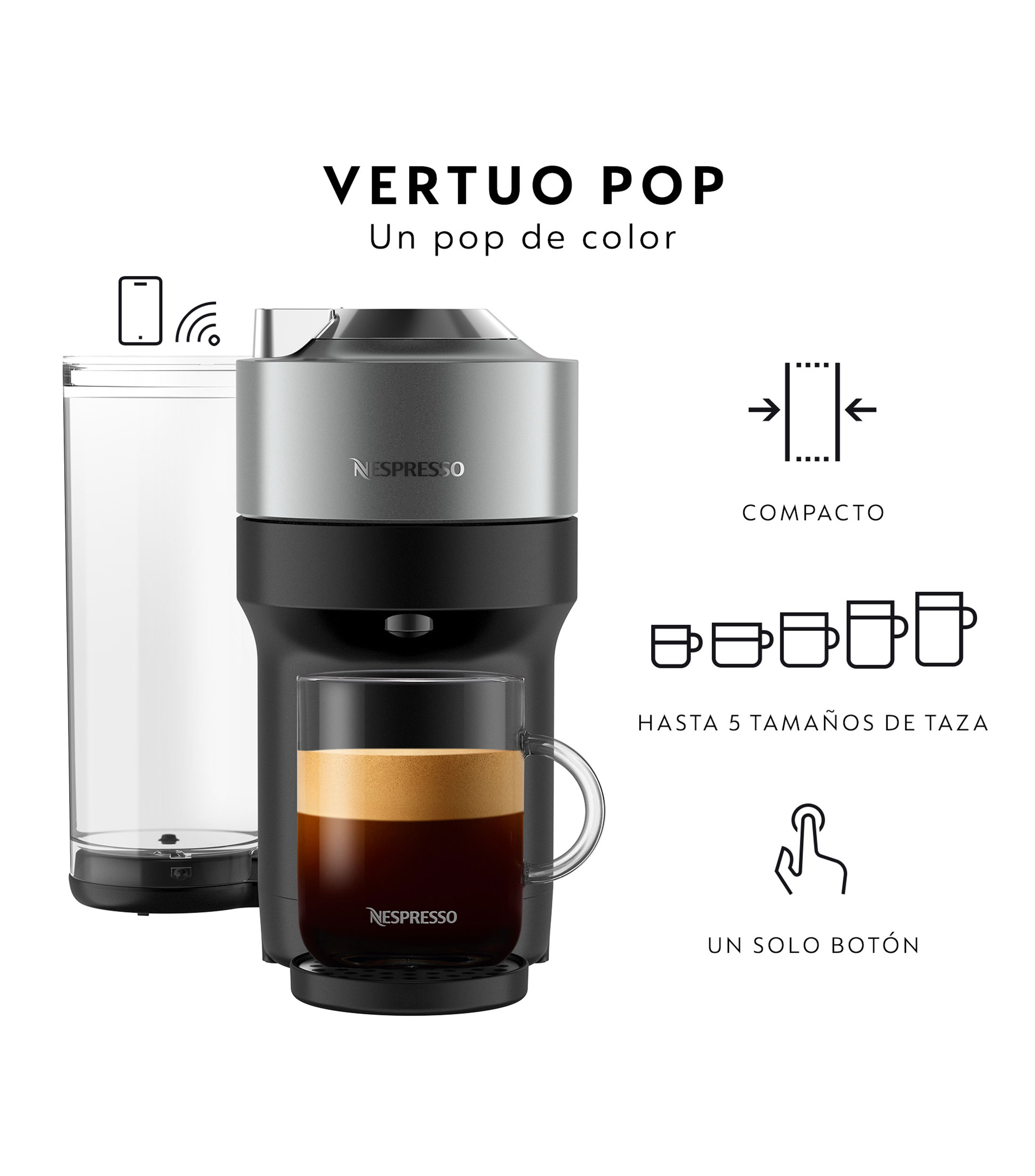 Cafetera Vertuo Pop Deluxe Titan