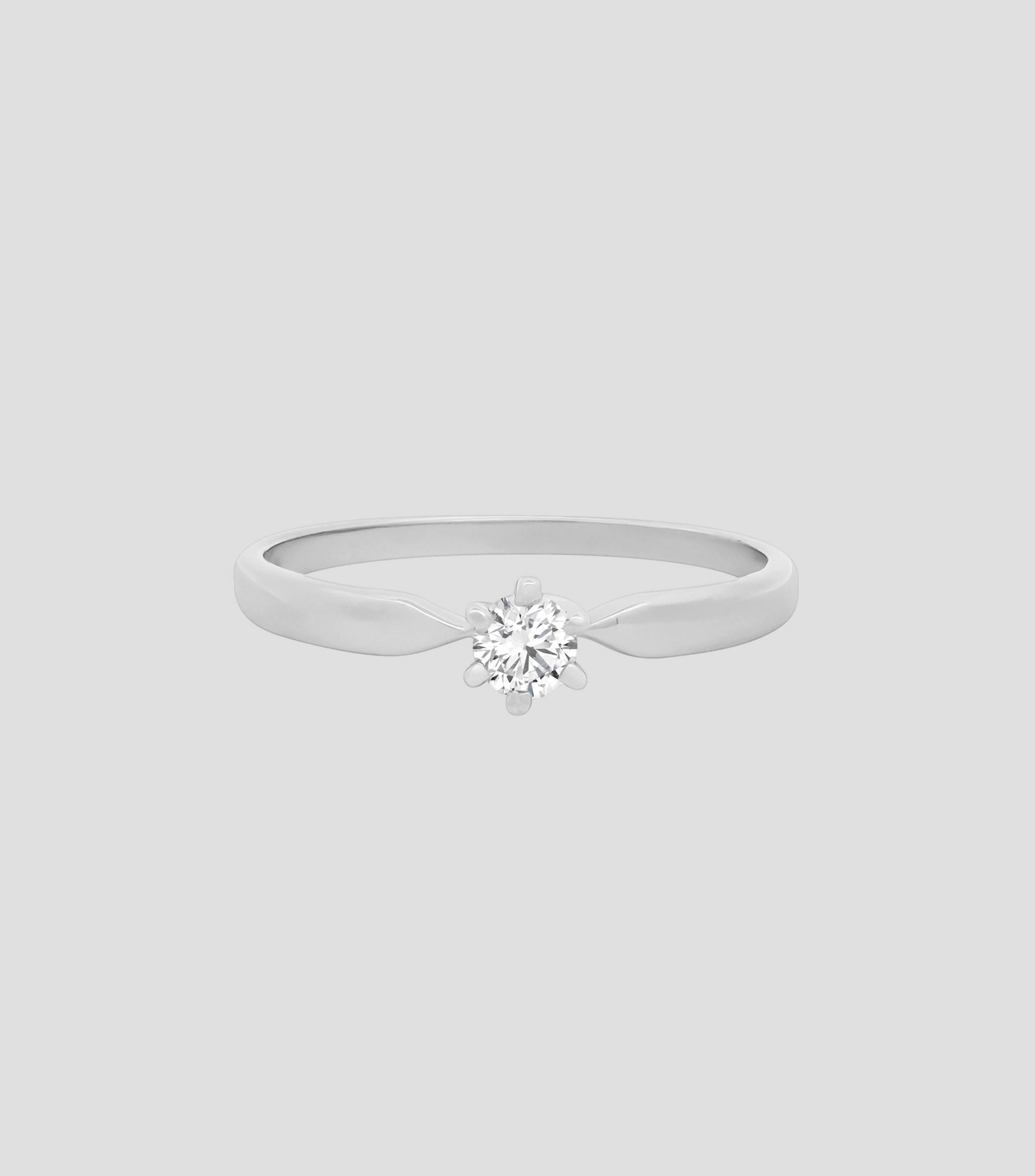Anillo solitario en oro blanco de 14 kilates Mujer