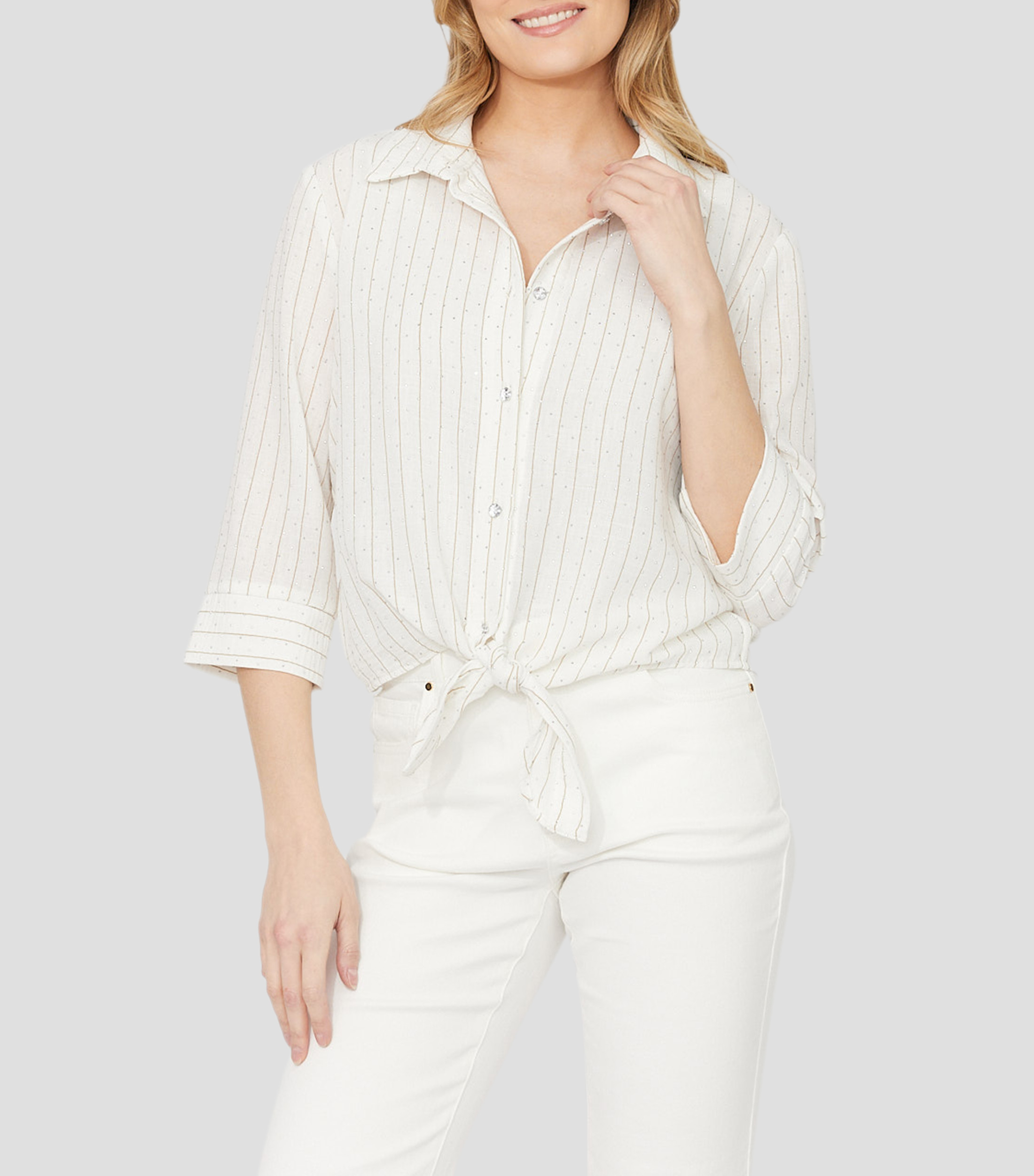 Camisa rayas manga 3/4 Mujer