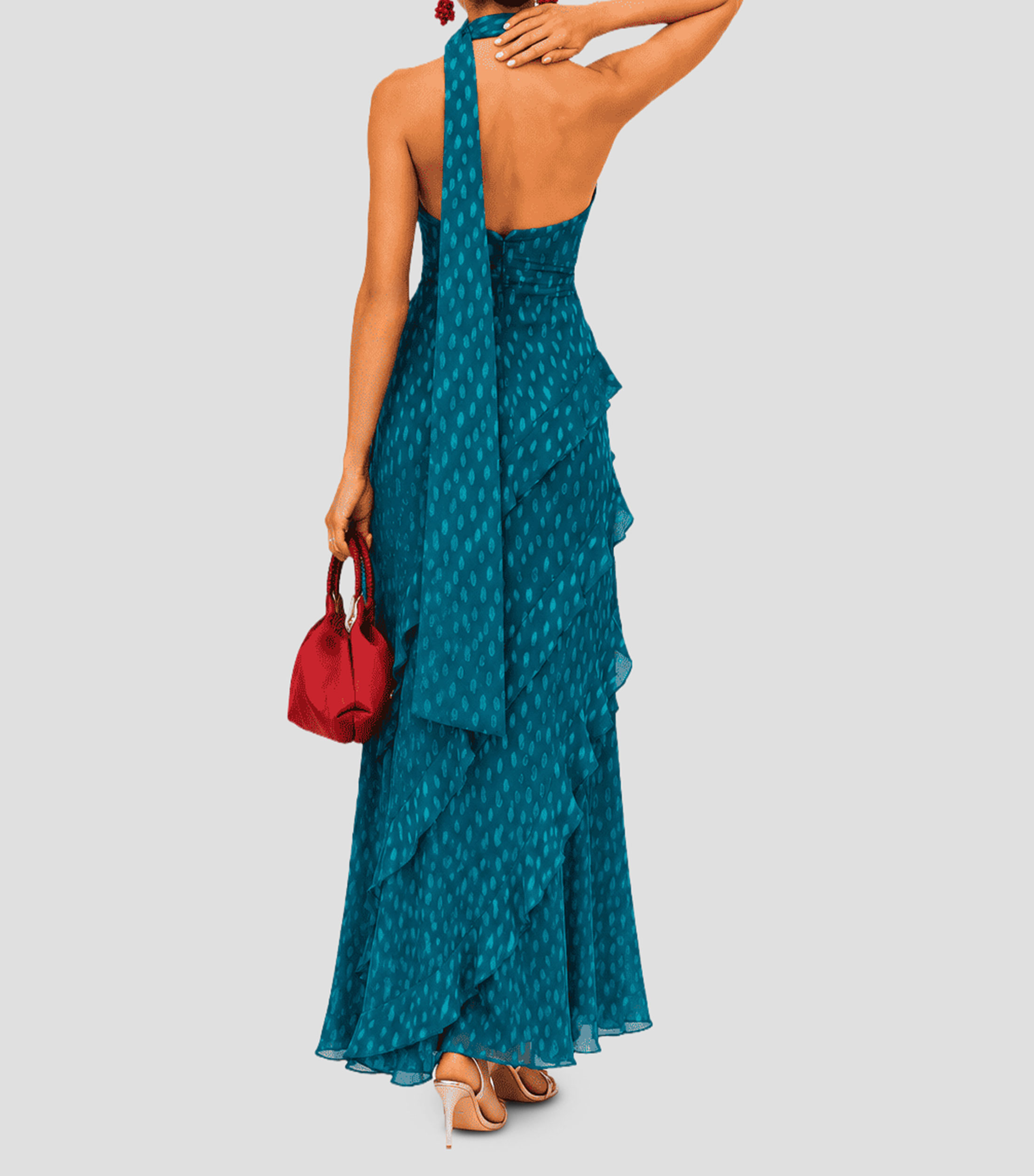 Vestido de fiesta largo con polkadots Mujer