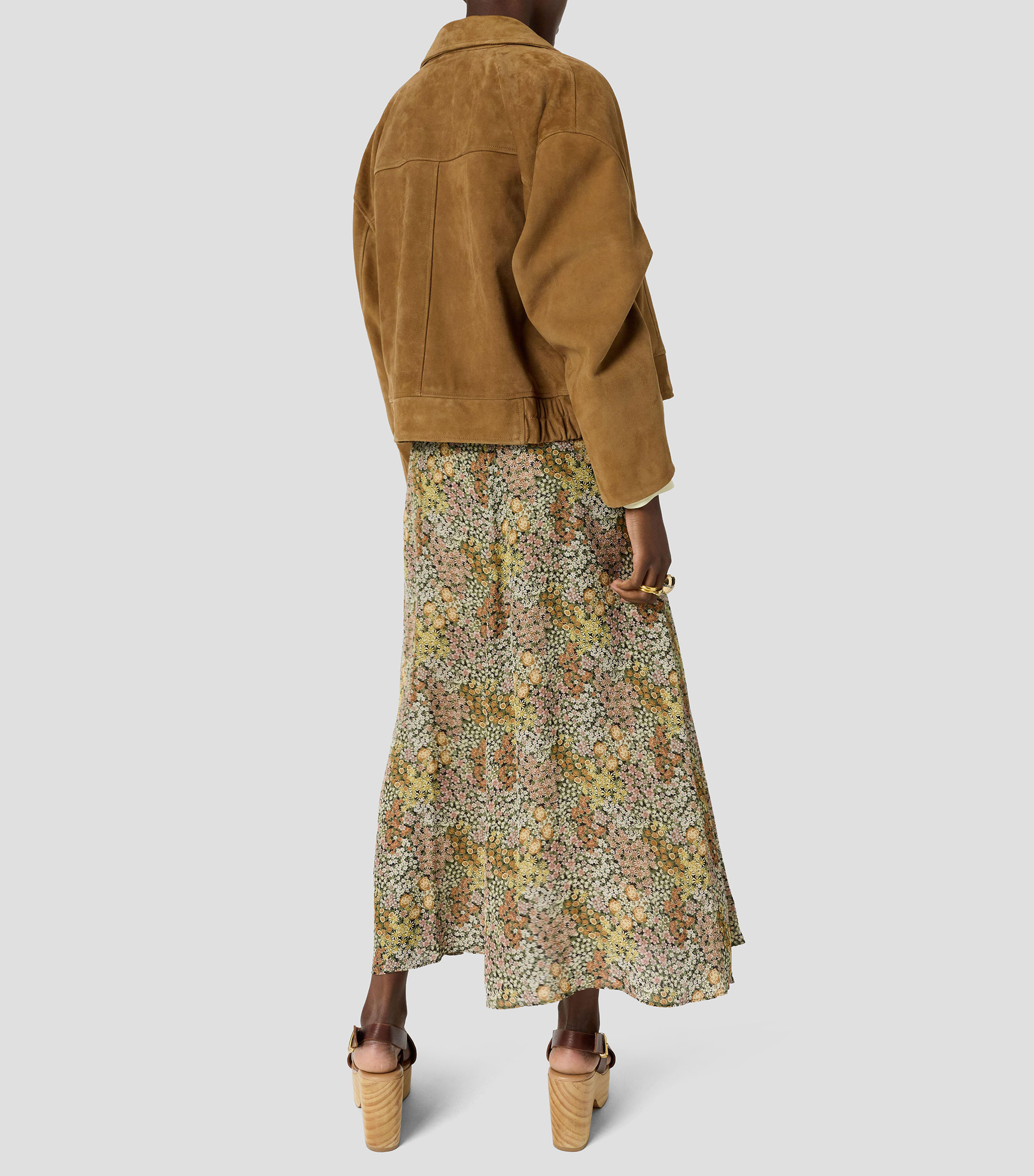 Falda larga de corte acampanado estampado floral Mujer