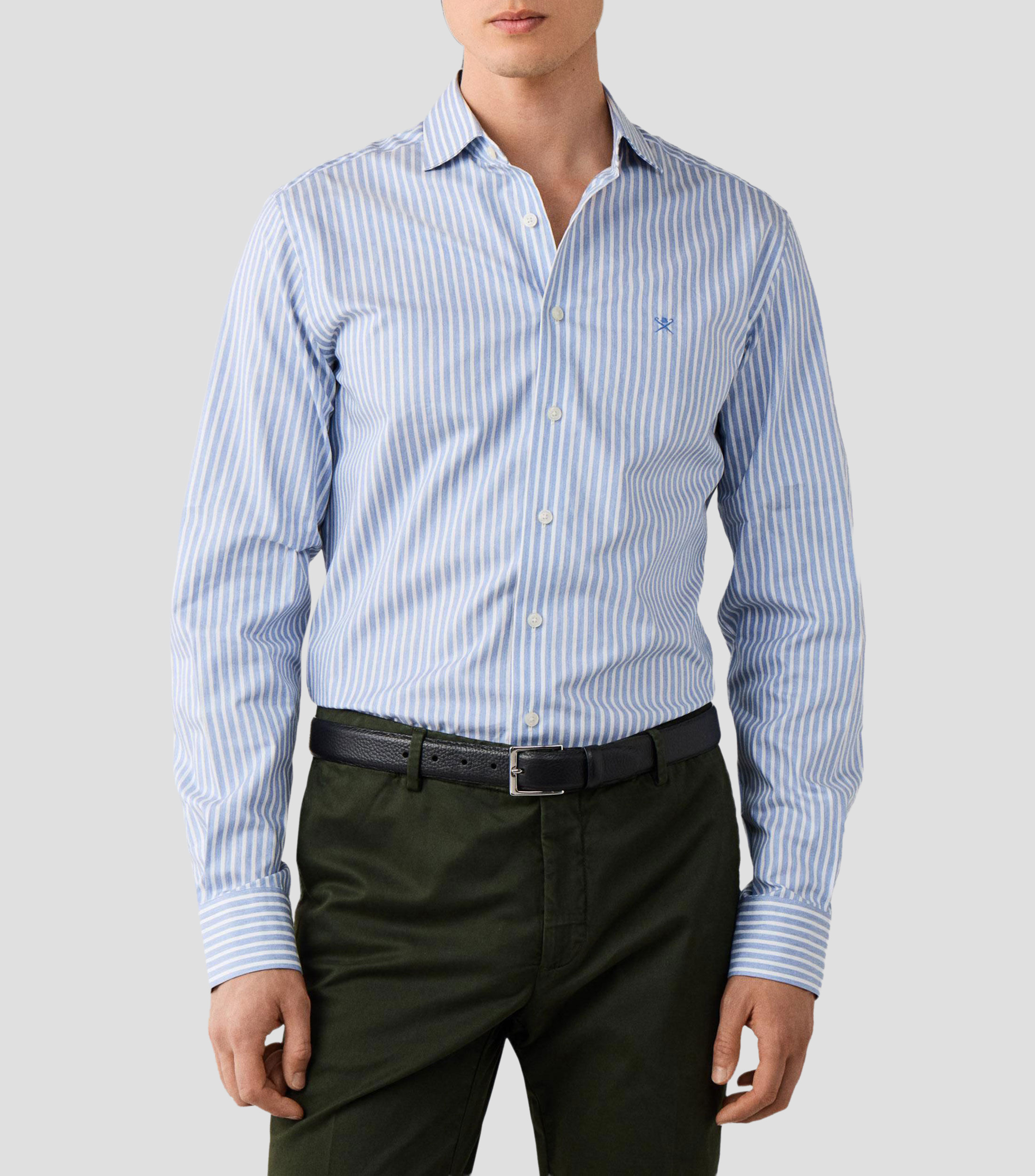 Camisa con rayas manga larga Hombre