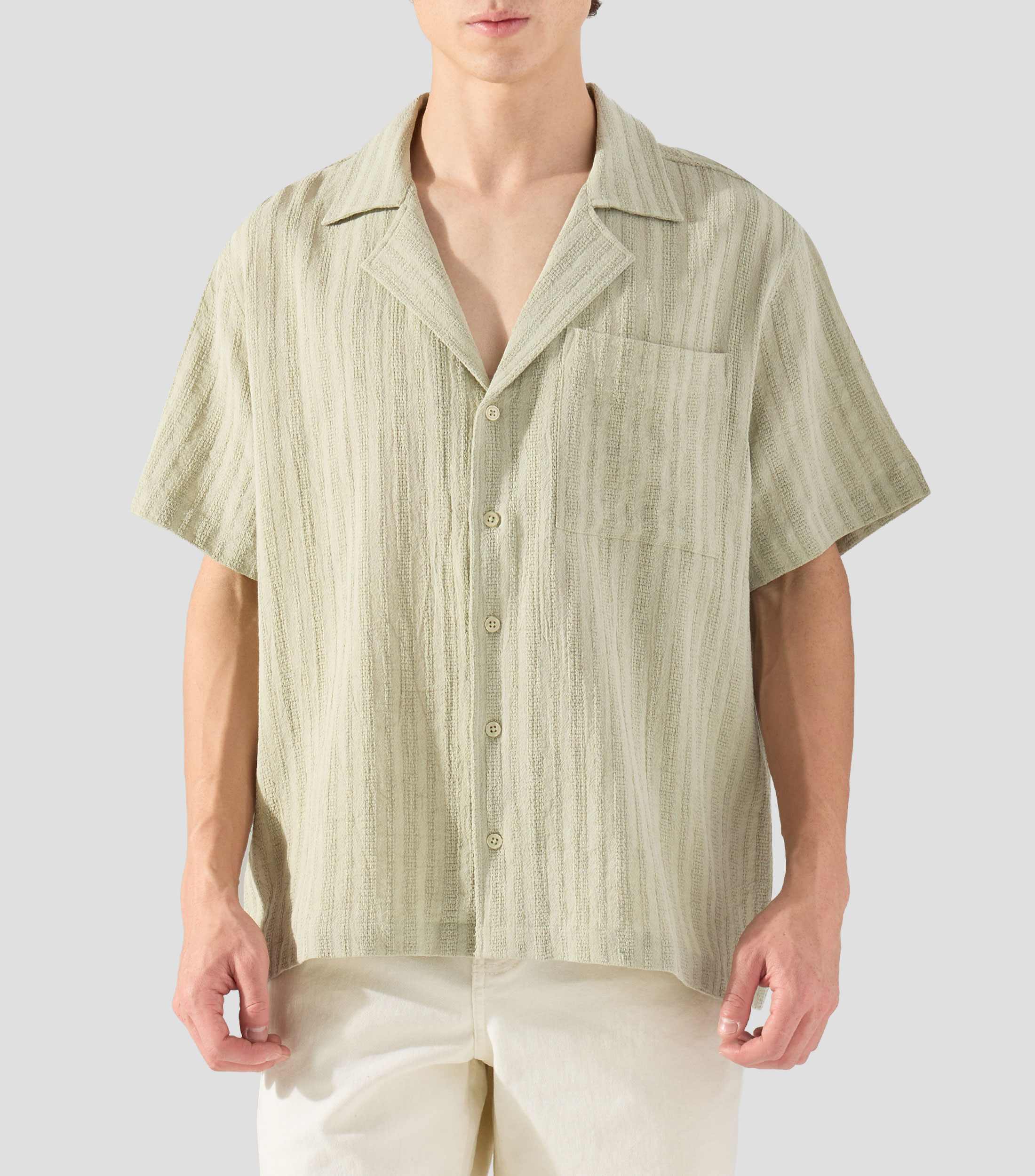 Camisa lisa con manga corta Hombre