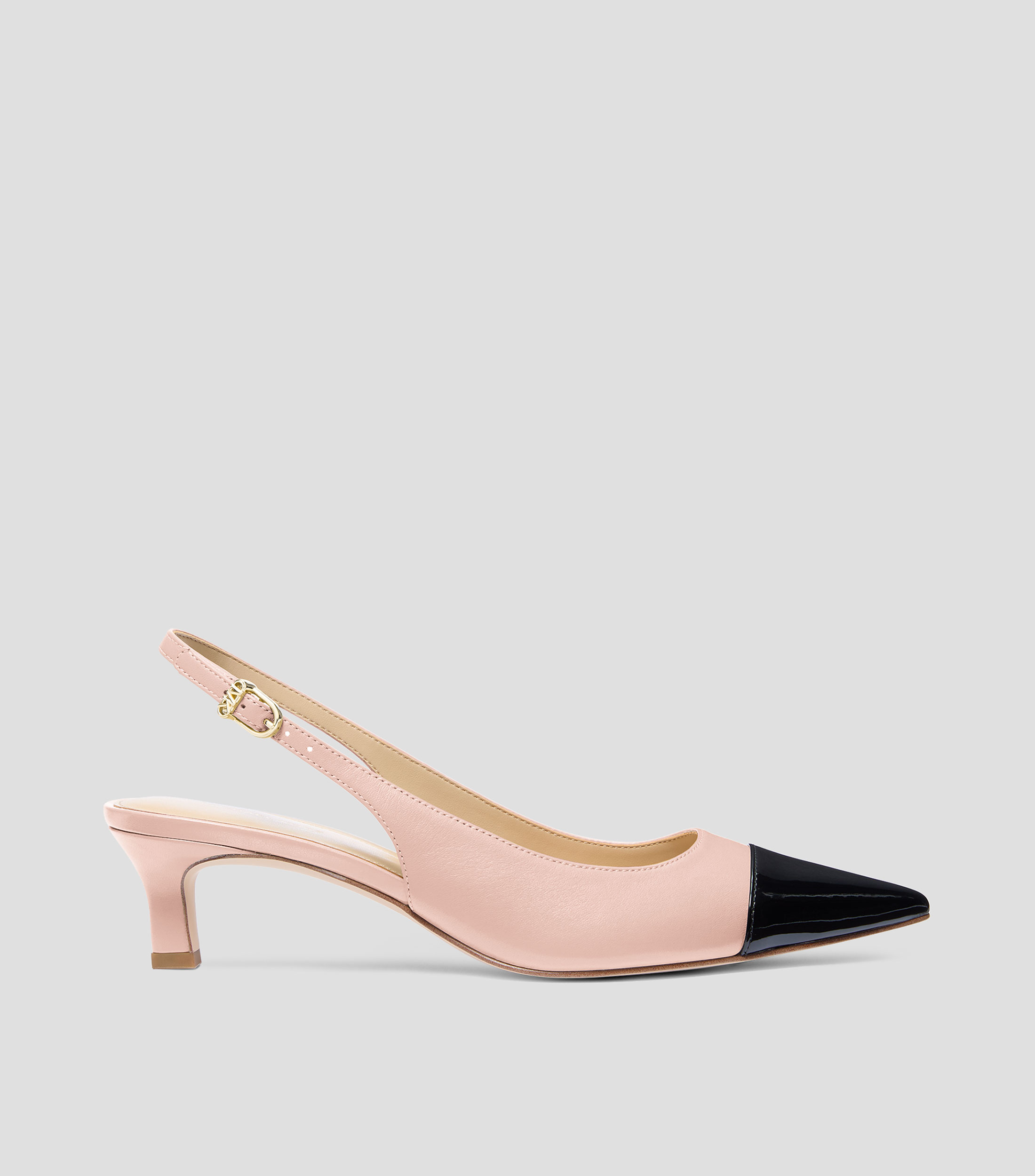 Zapatillas tacón bajo delgado en piel lisas Mujer