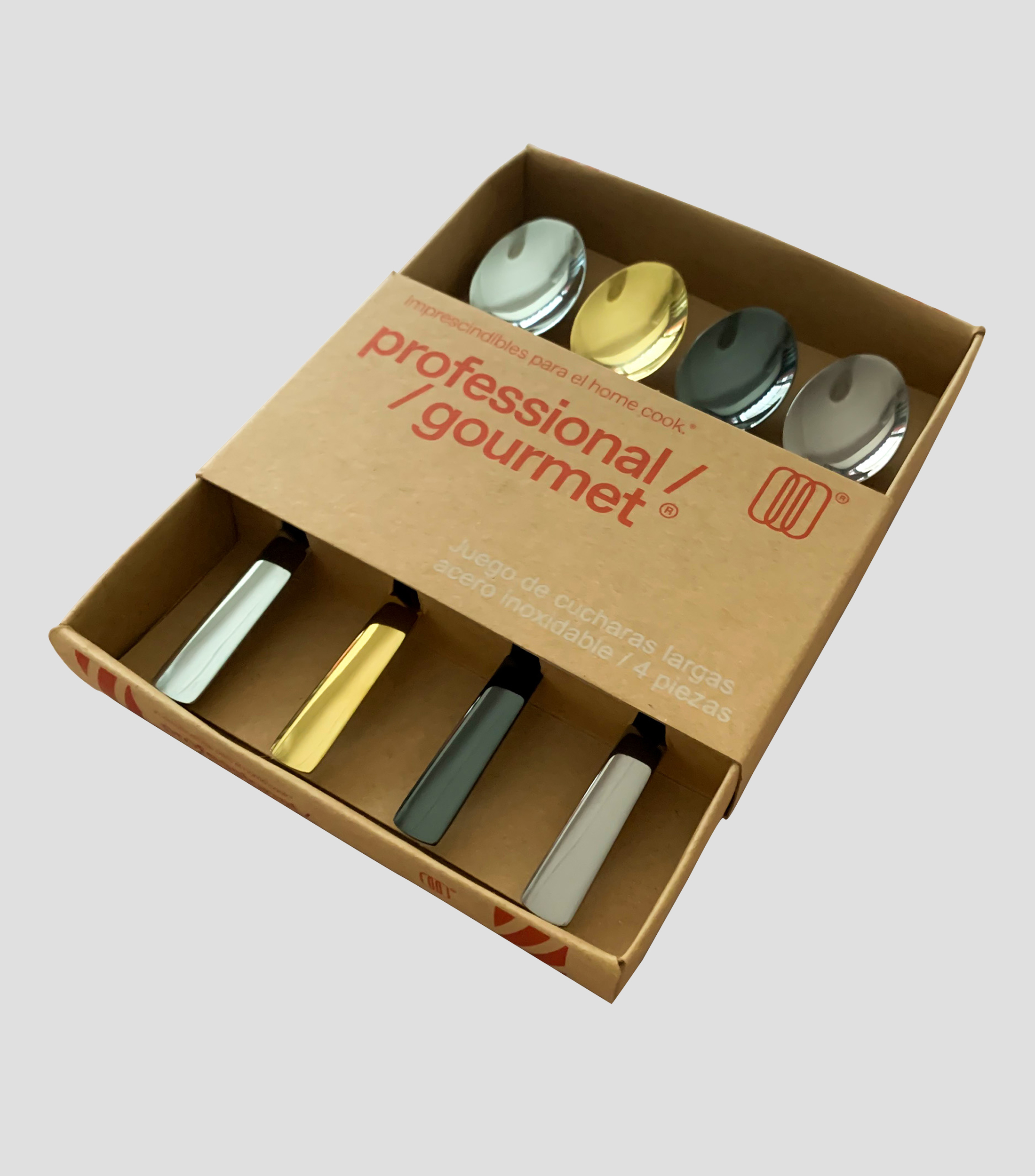 Set de cucharas largas 4 piezas en Acero Inoxidable