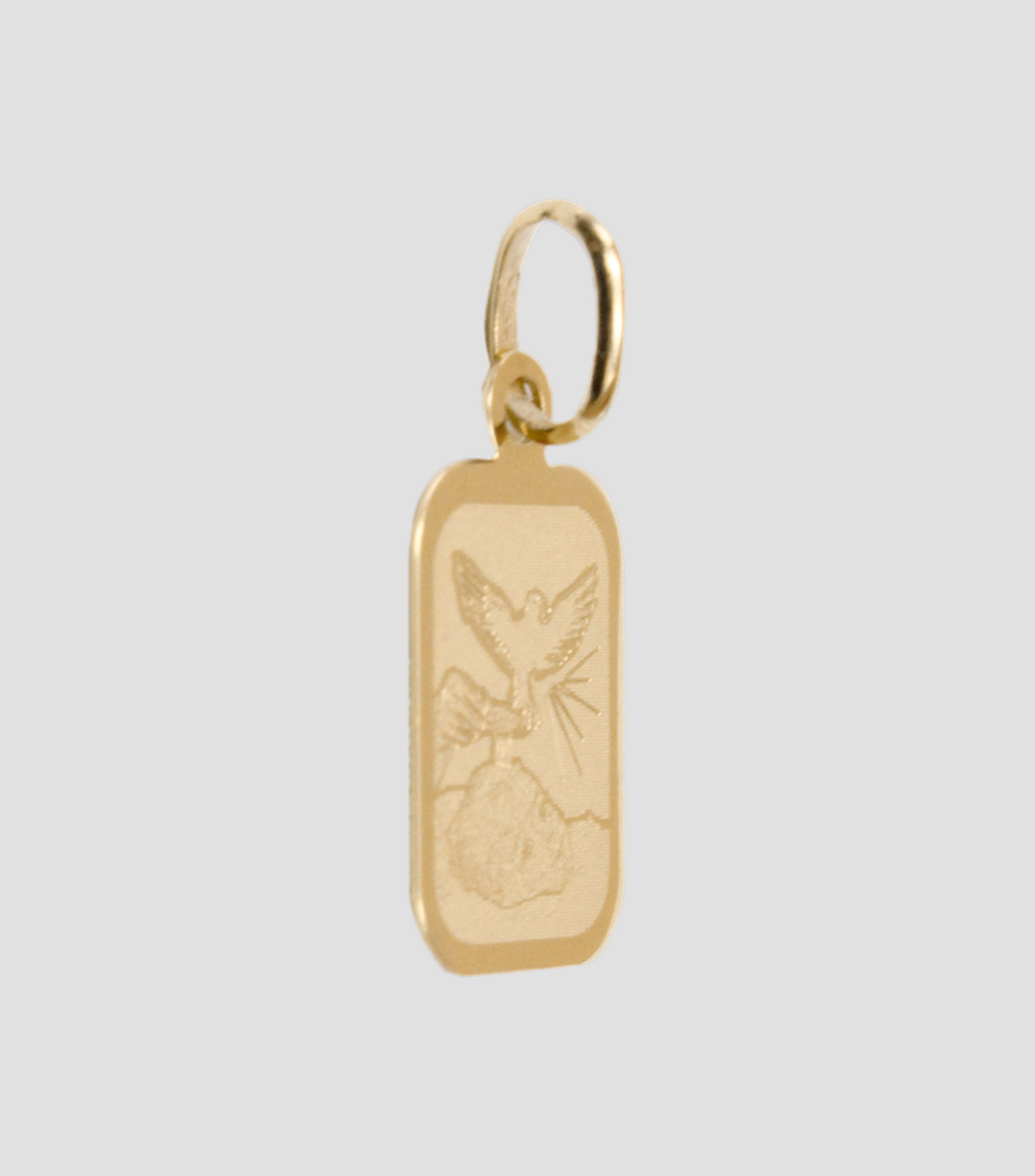 Medalla cuadrada Bautizo en oro de 14 kilates Unisex
