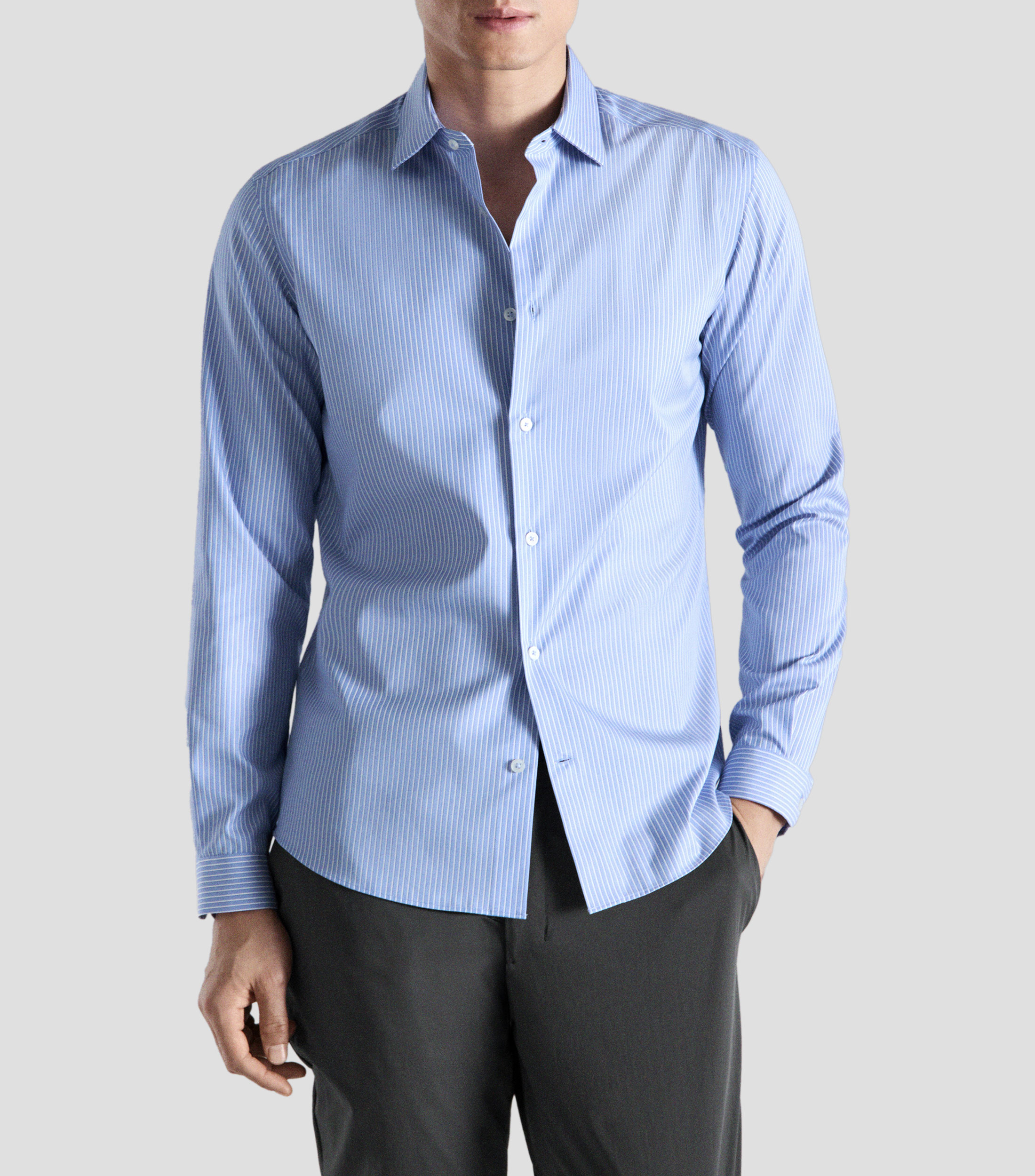 Camisa con rayas manga larga Hombre