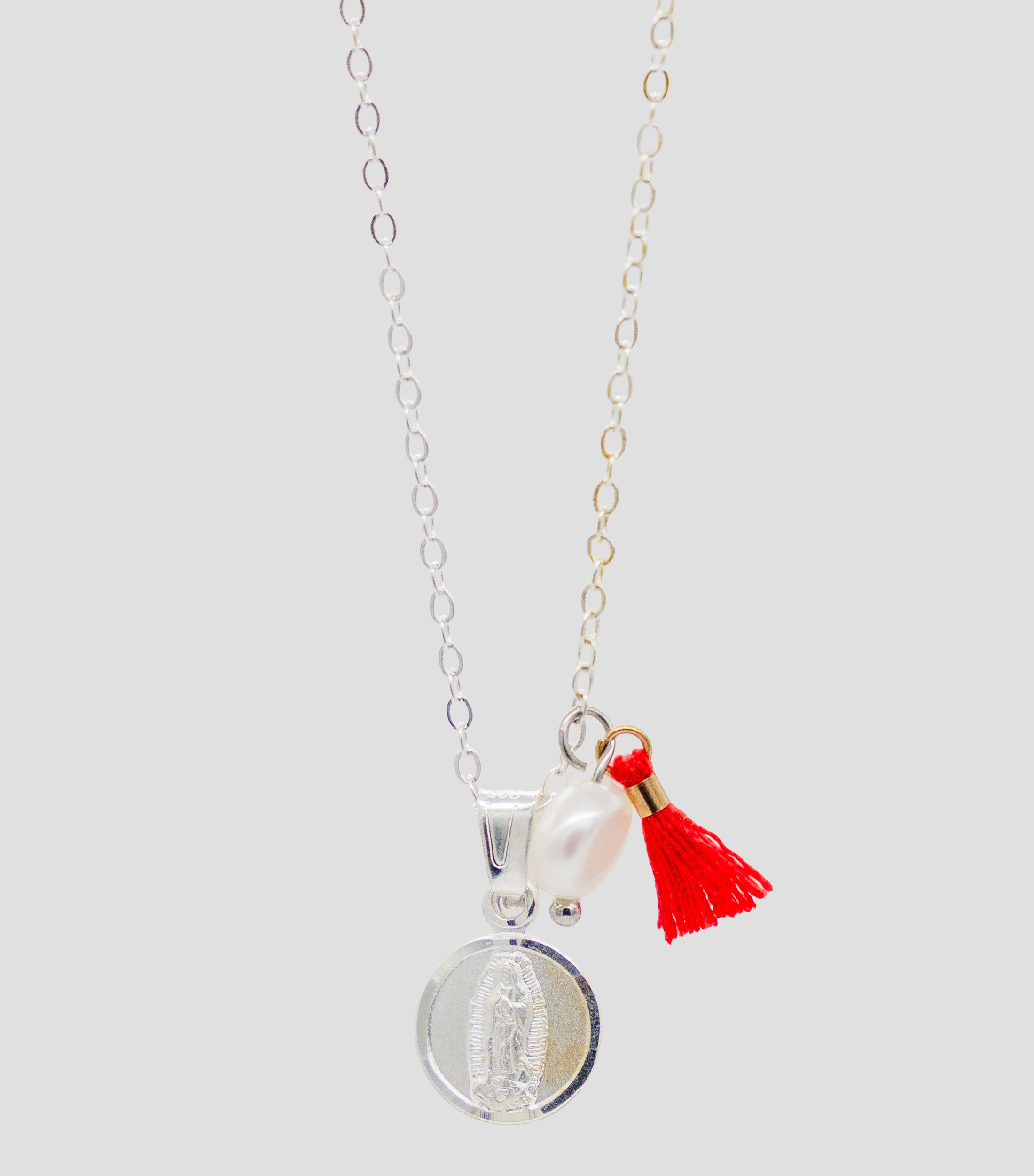 Collar Virgen de Guadalupe con perla Mujer