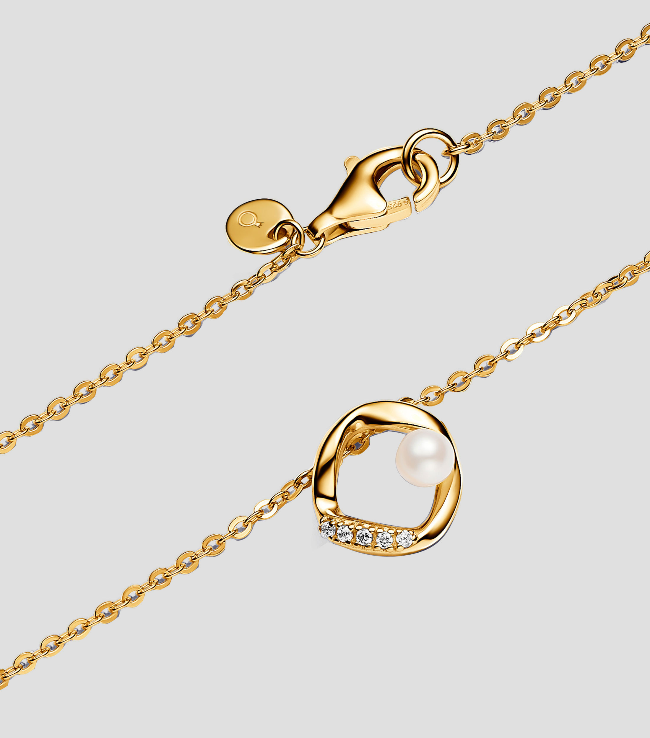 Collar Círculo Forma Orgánica en Pavé y Perla Cultivada de Agua Dulce Mujer