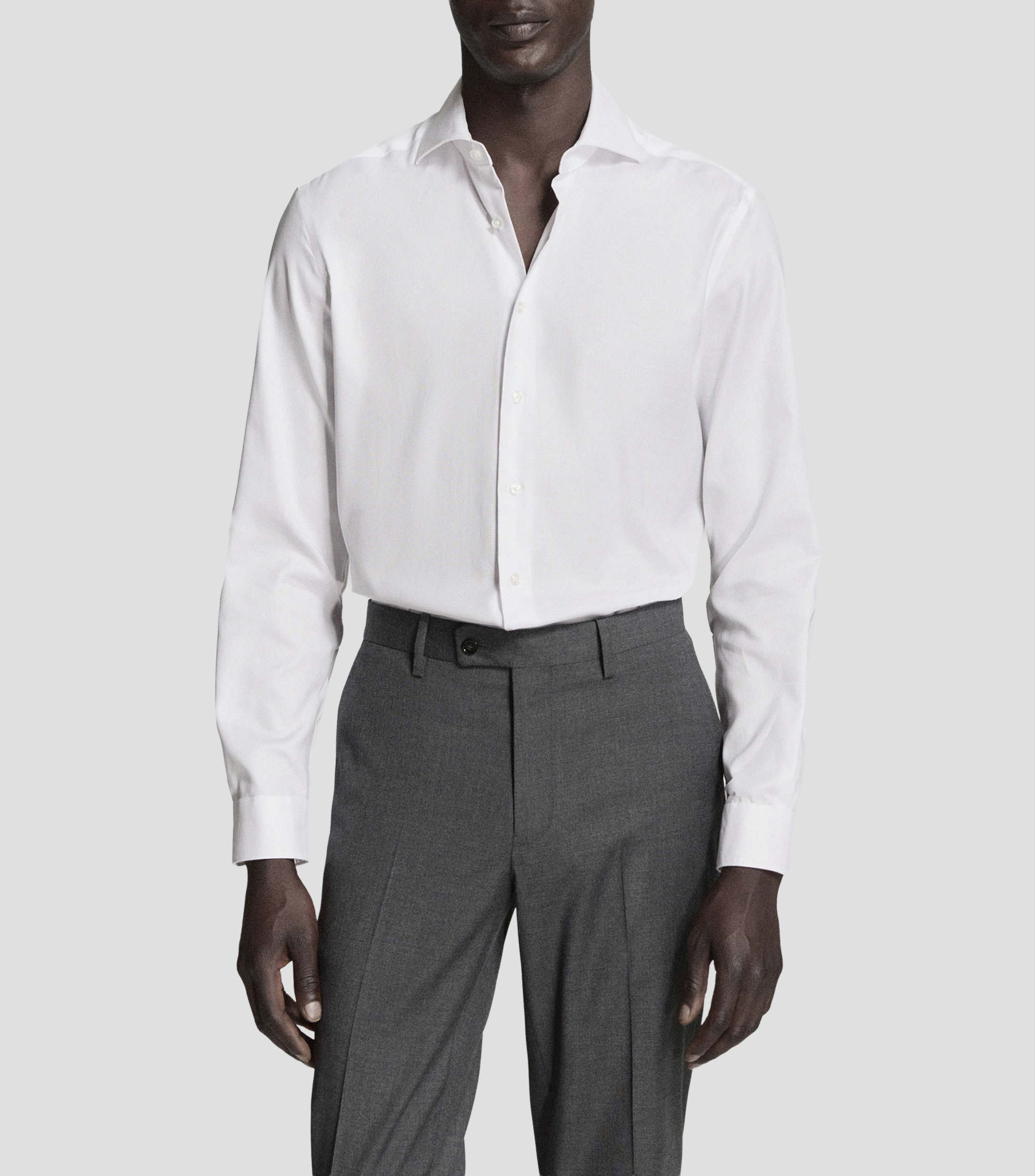 Camisa lisa manga larga Hombre