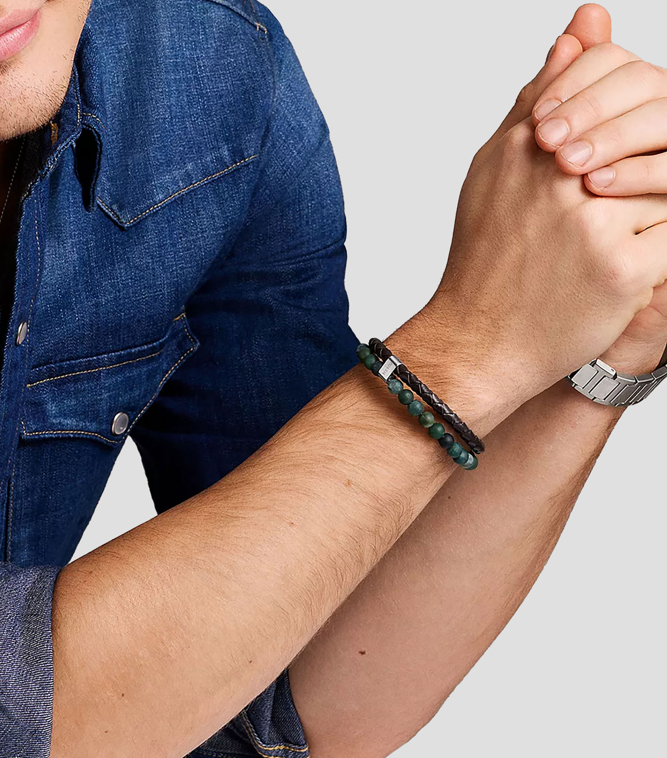 Pulsera cafe con cristales Hombre