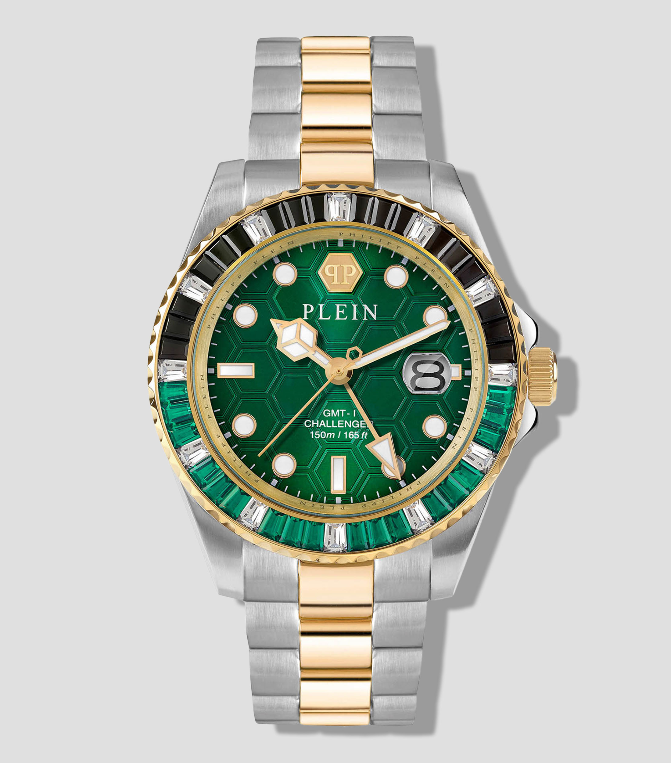Reloj para Hombre GMT-I Challenger Baguettes Casual, Plateado, Dorado