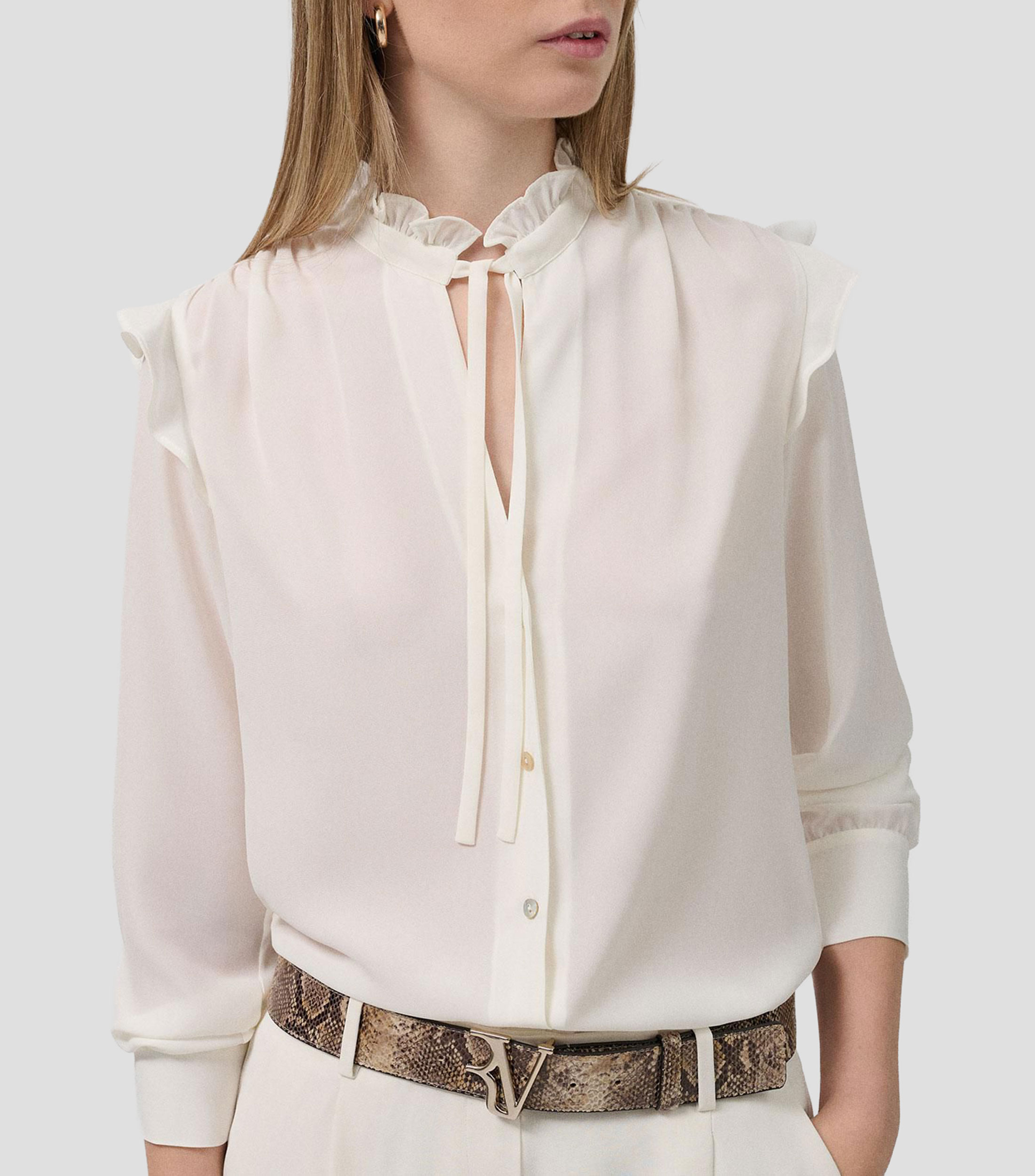 Blusa lisa manga larga Mujer