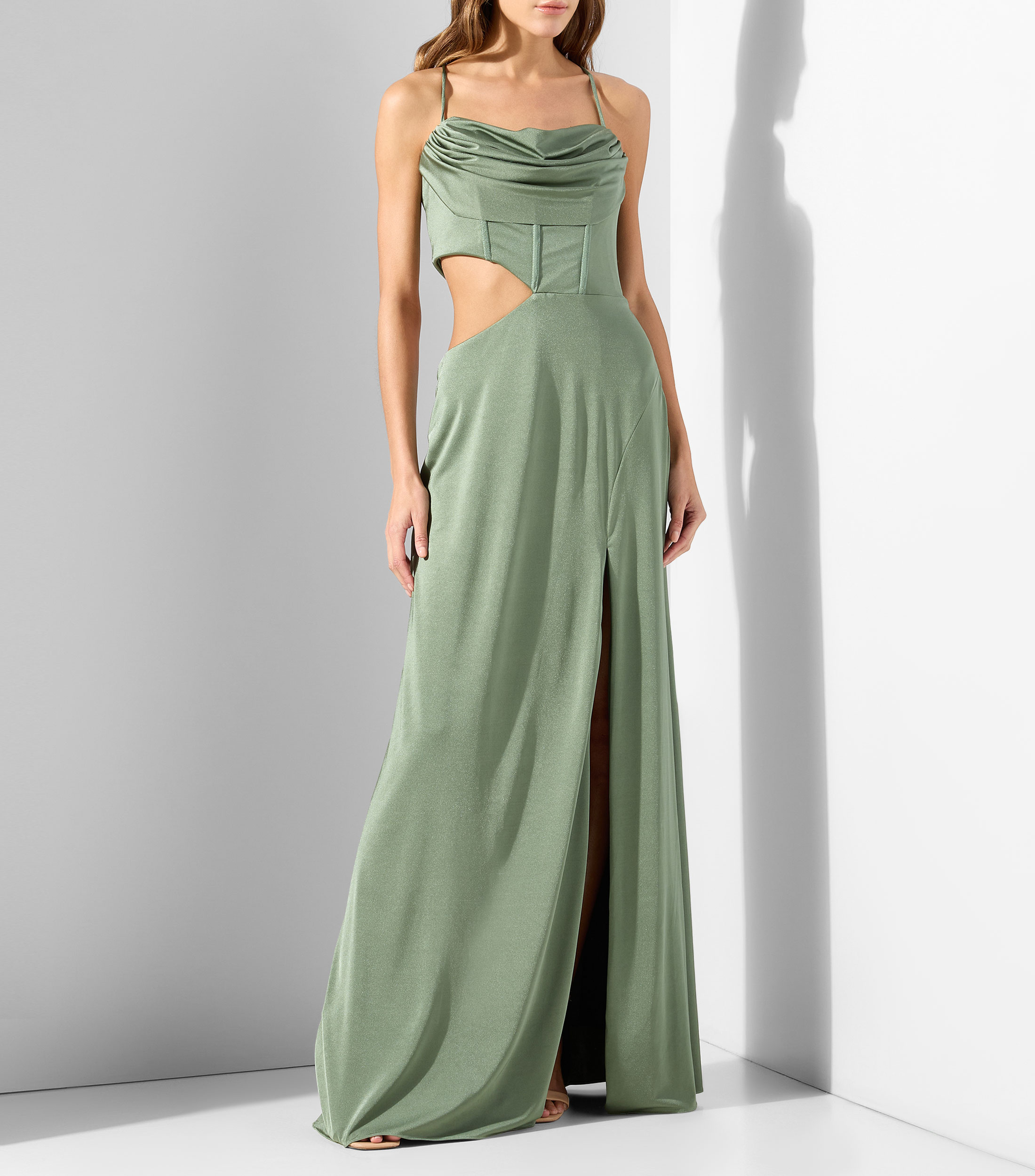 Vestido de fiesta largo liso Mujer