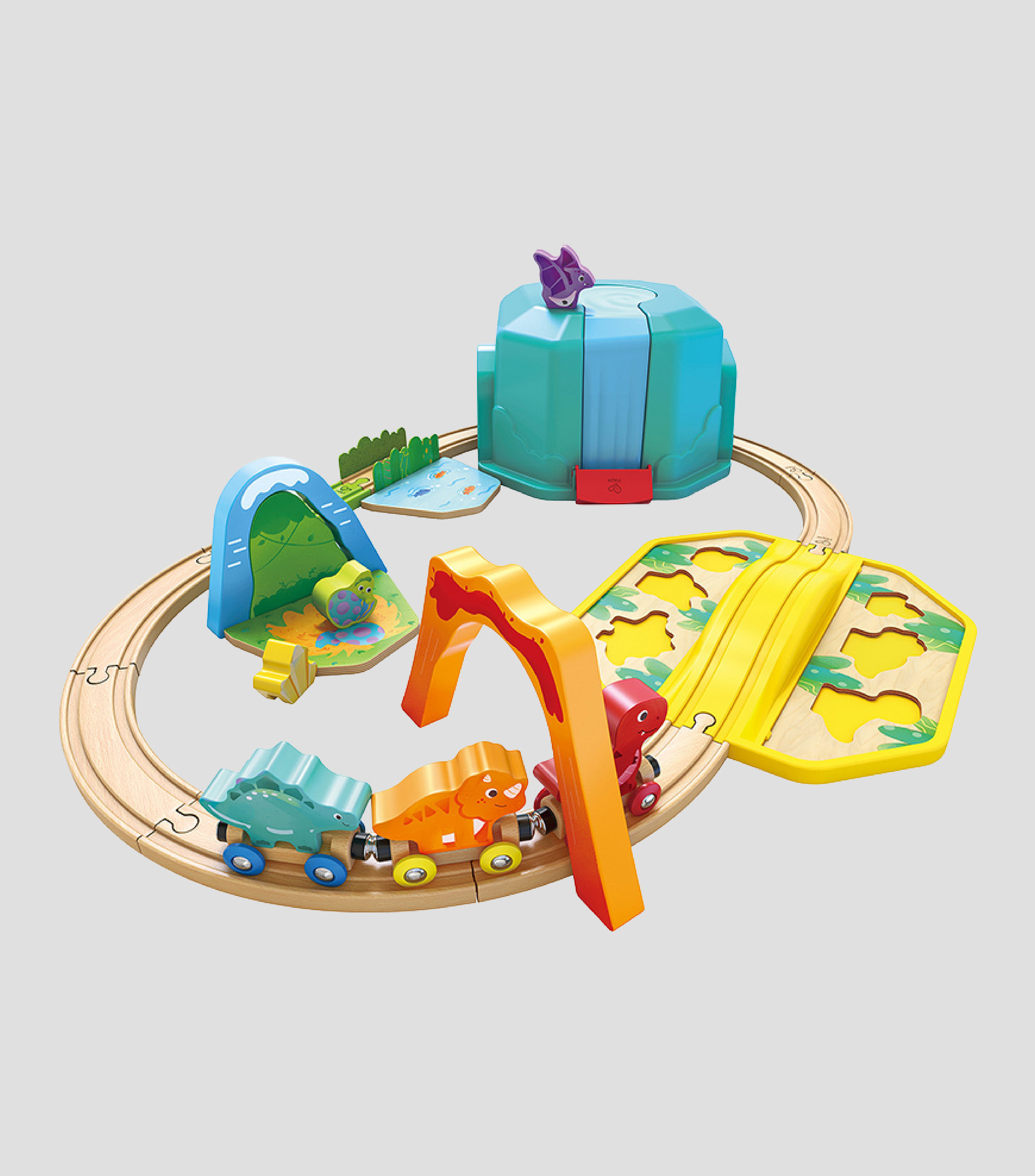 Set de cubo y tren de dinosaurios