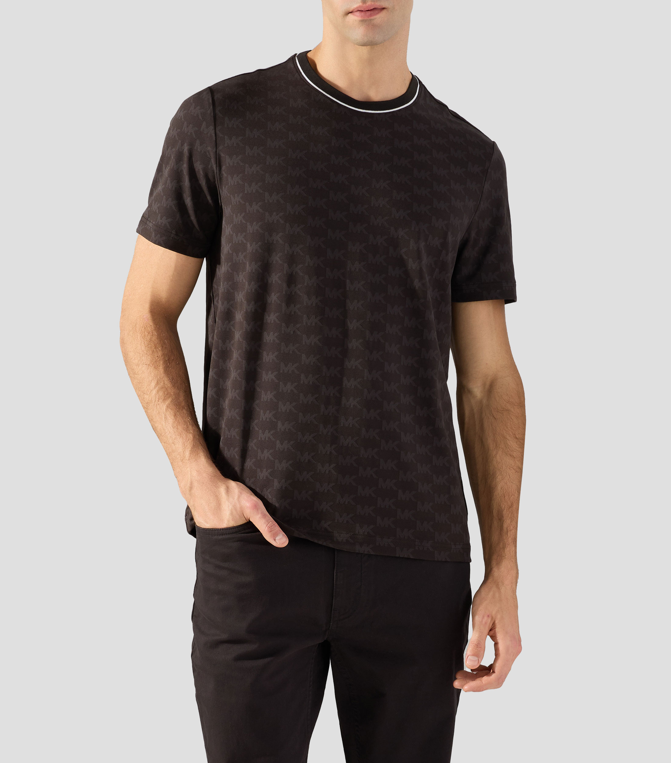 Playera de cuello redondo con manga corta estampada Hombre