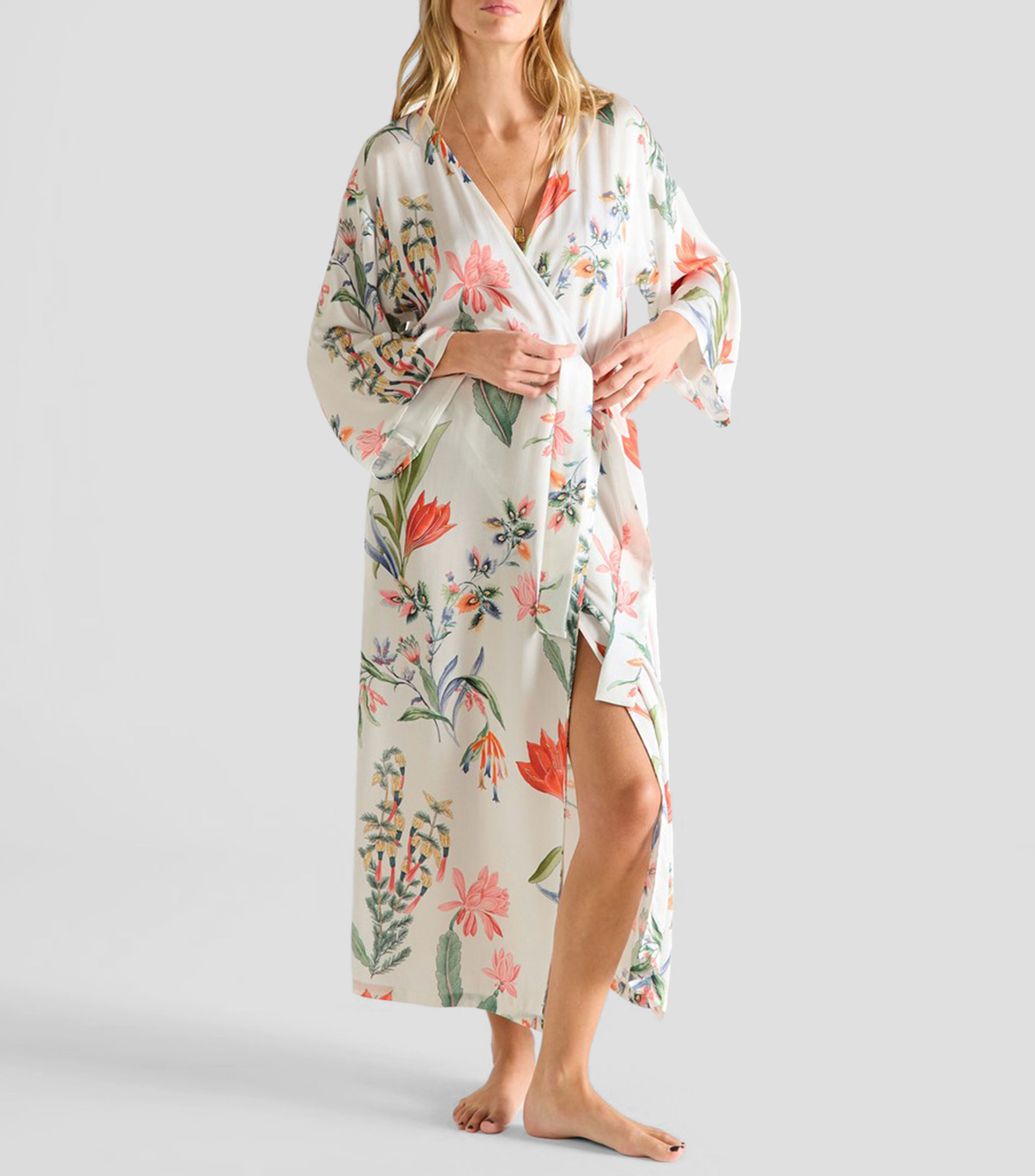 Kimono largo con estampado floral Èze Mujer