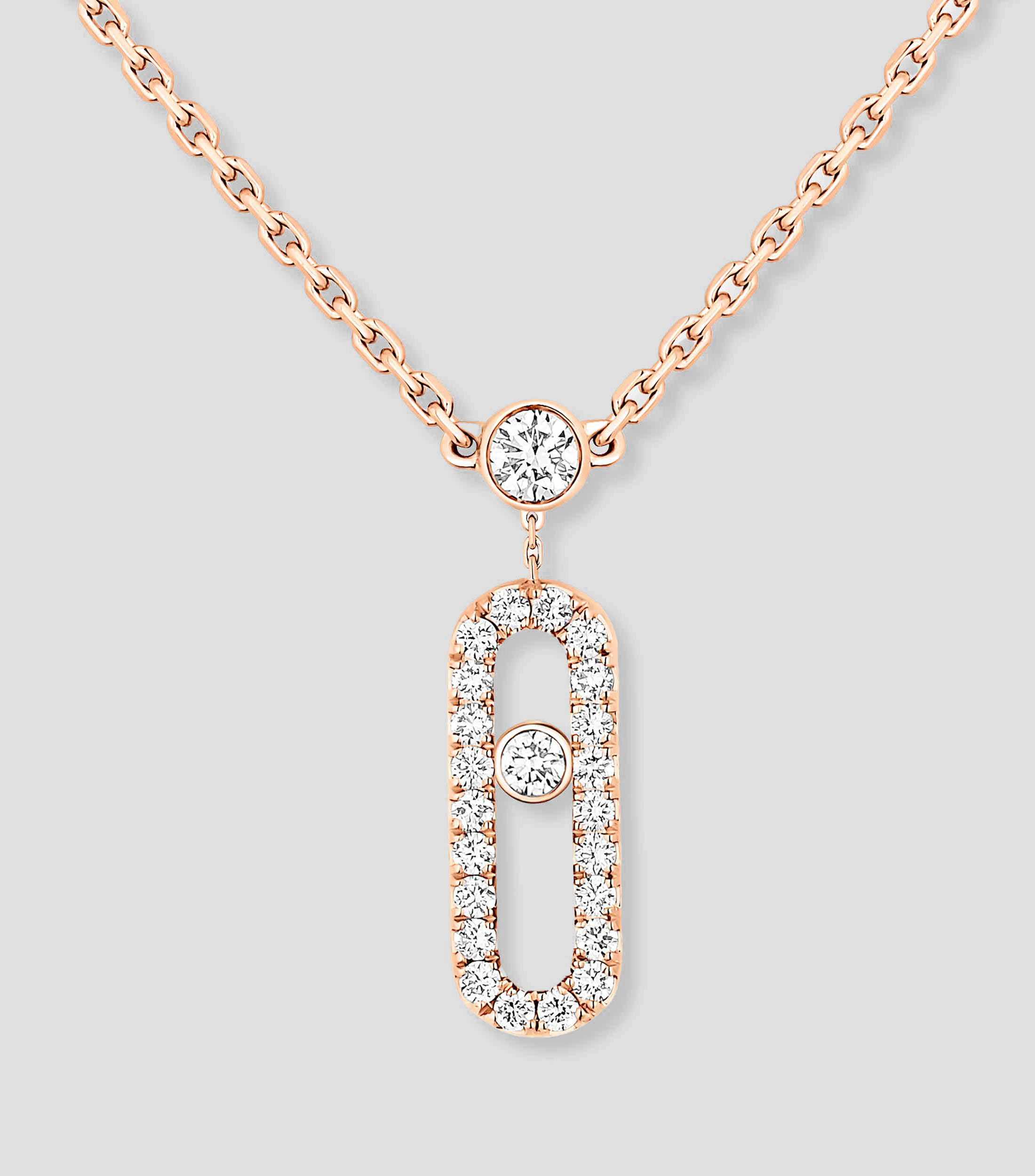 Collar doble en oro rosa de 18 kilates con diamantes Move Uno Mujer