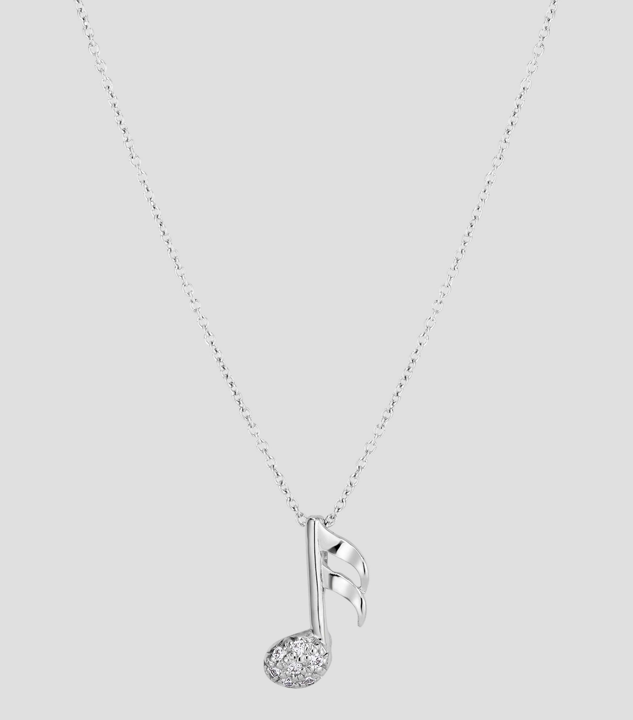 Collar Nota musical en Oro blanco de 18 kilates con diamantes Tiny Treasures Mujer