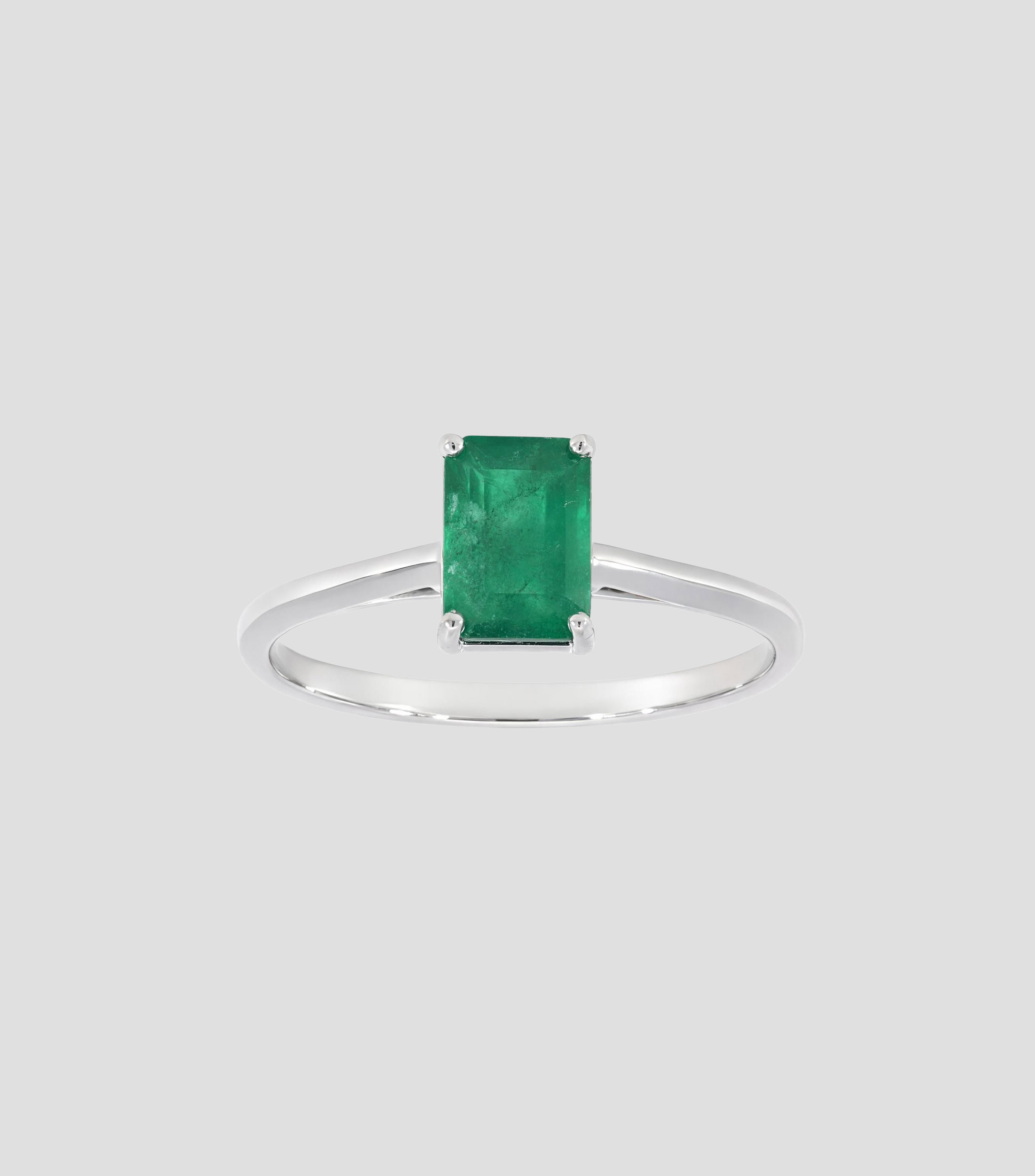 Anillo en Oro de 14 Kilates con Esmeralda Mujer
