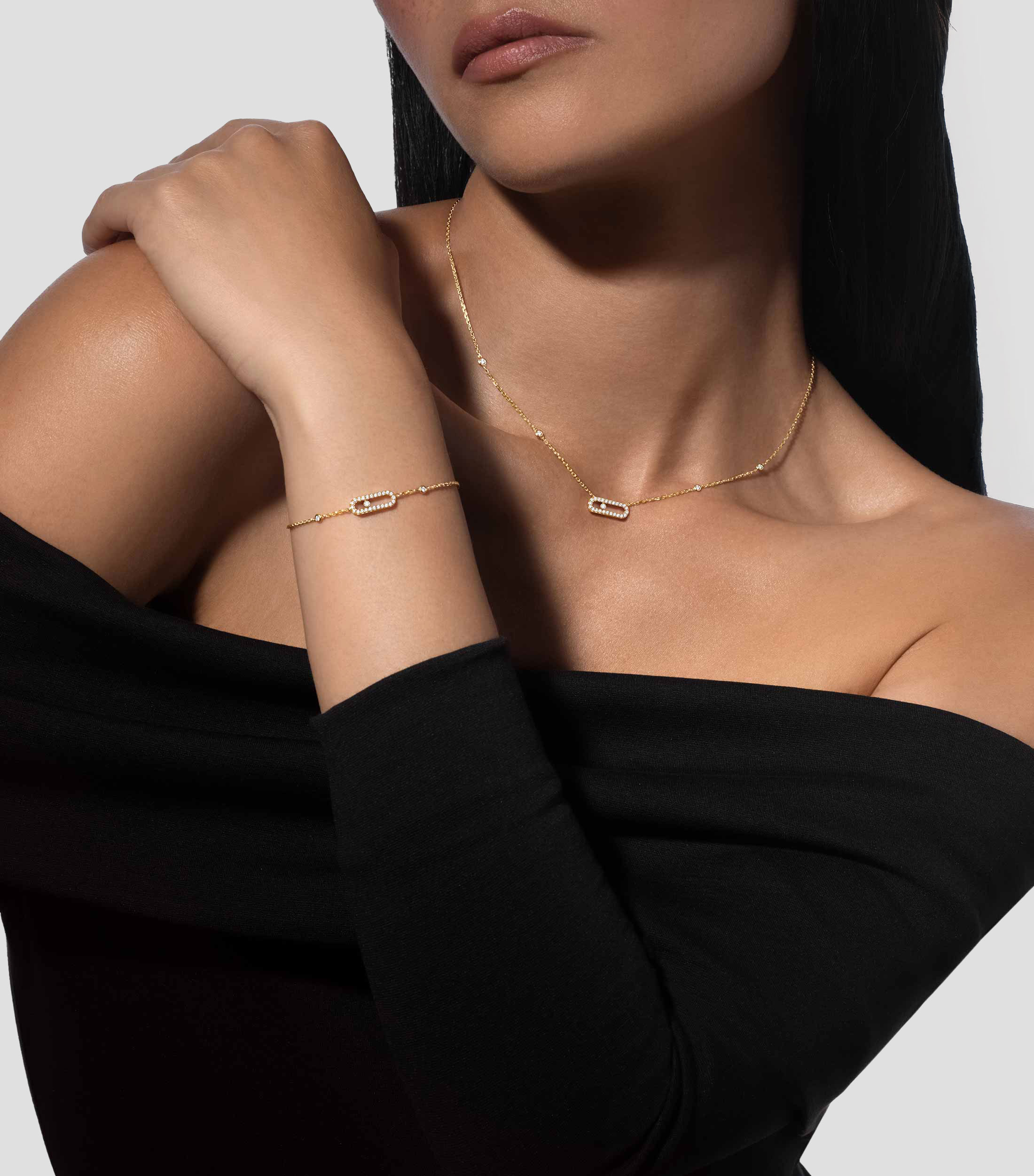 Pulsera en oro amarillo de 18 kilates con diamantes Move Uno Mujer
