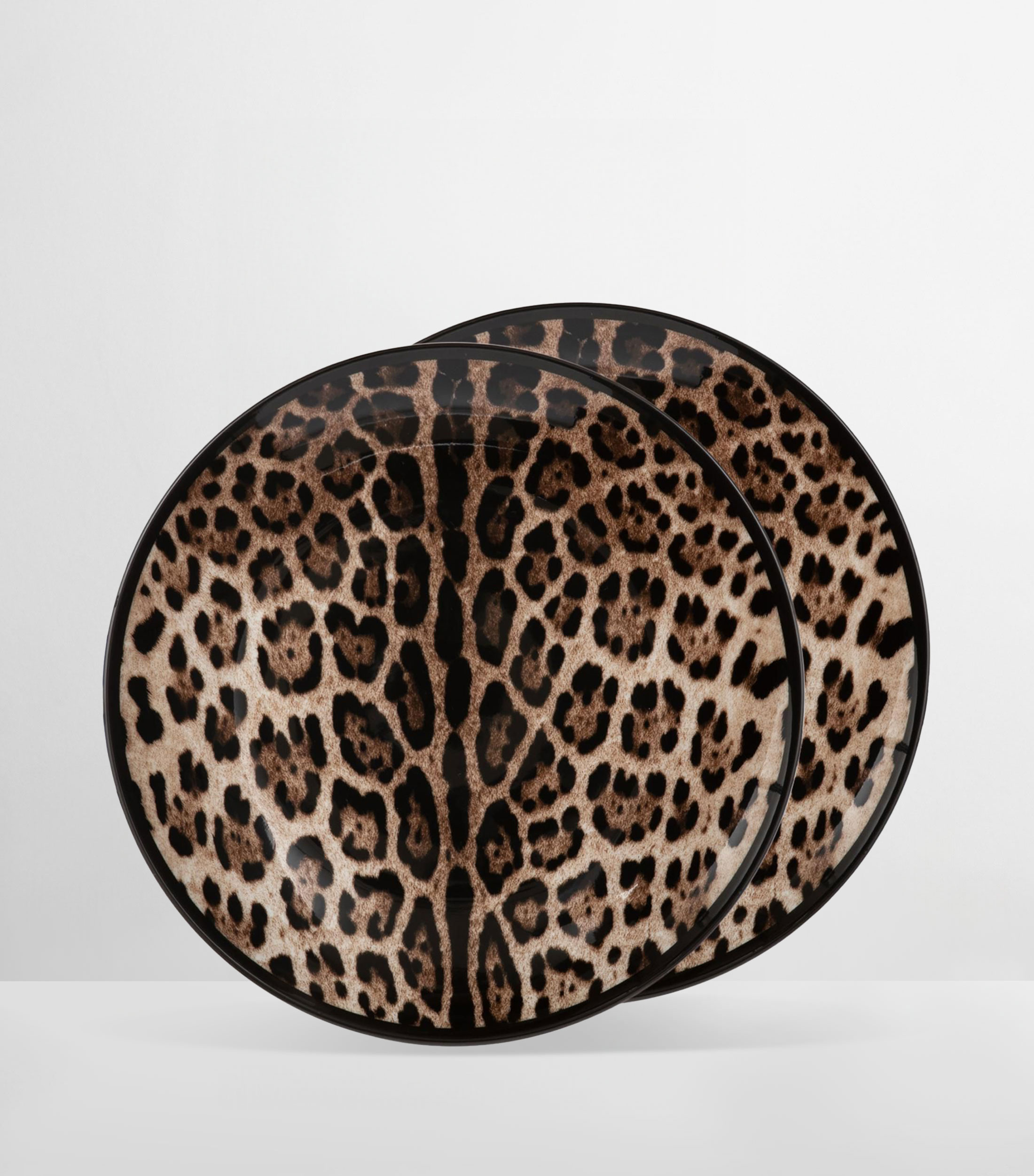 Set 2 platos Leopardo de porcelana