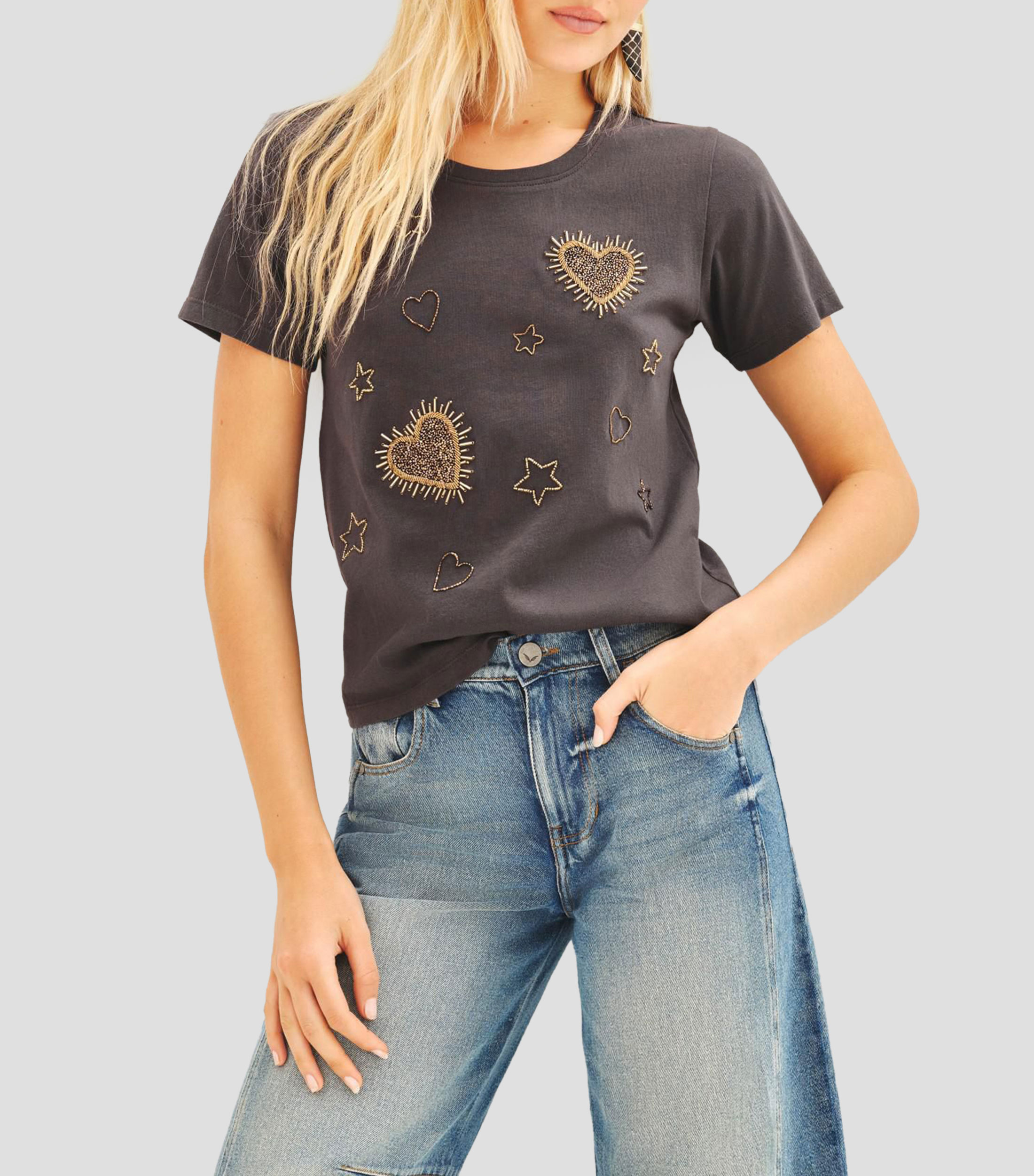 Playera cuello redondo manga corta fantasía Mujer