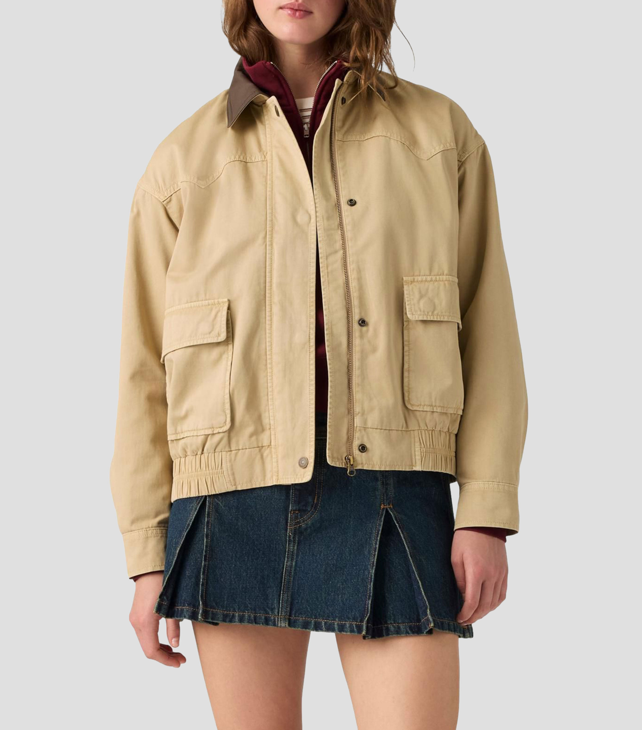 Chamarra cuello camisero Mujer