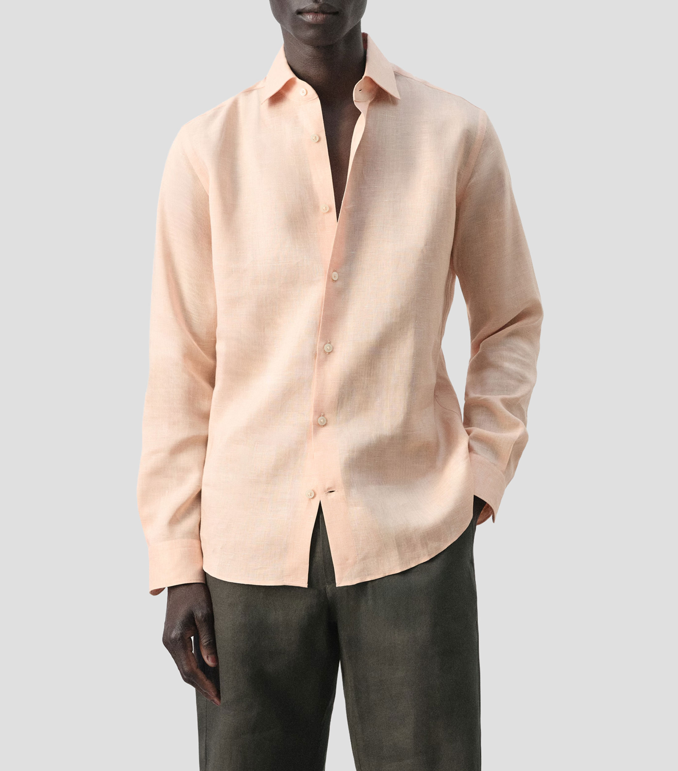 Camisa lisa manga larga Hombre