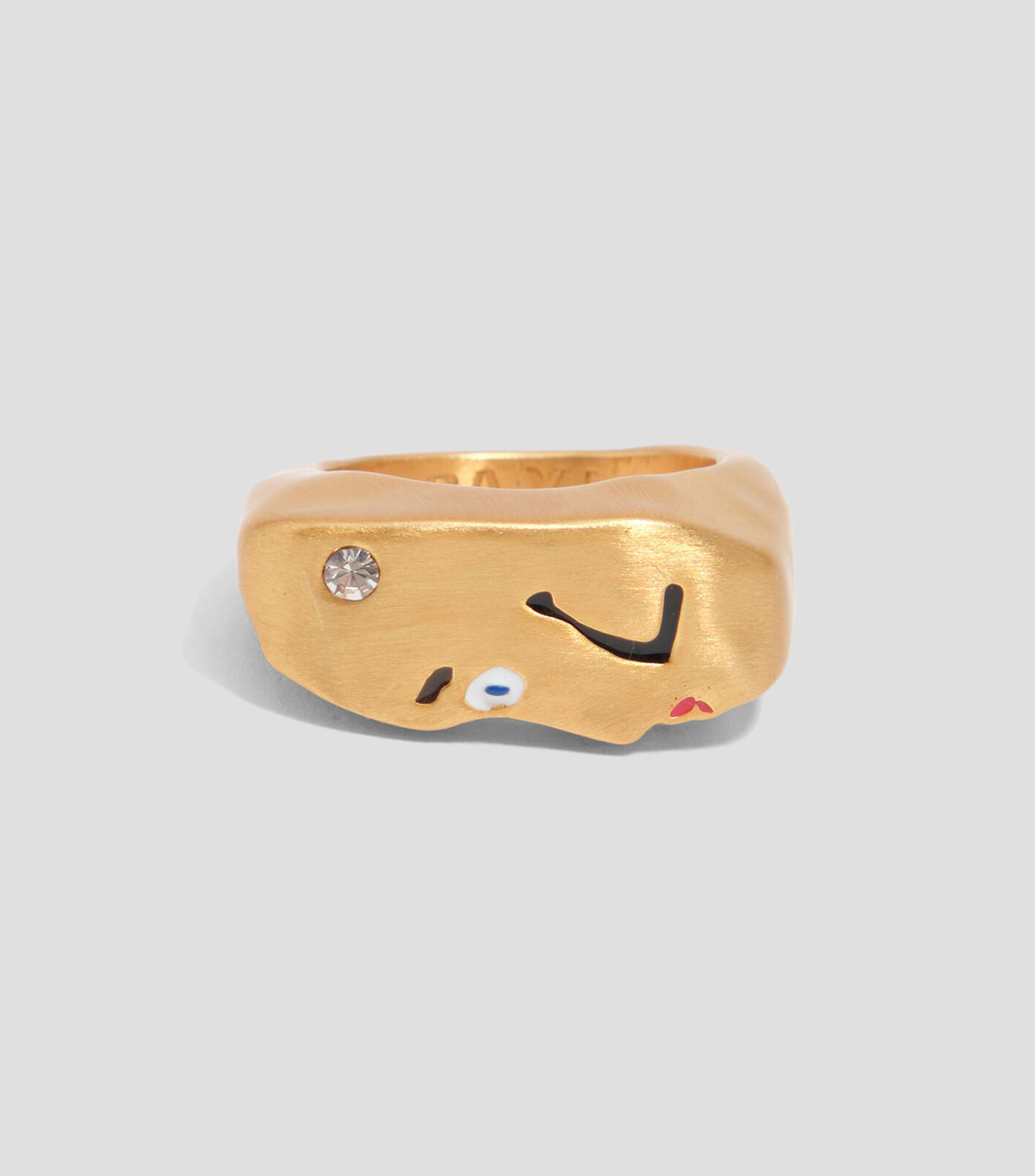 Anillo cara y cristal mate Mujer
