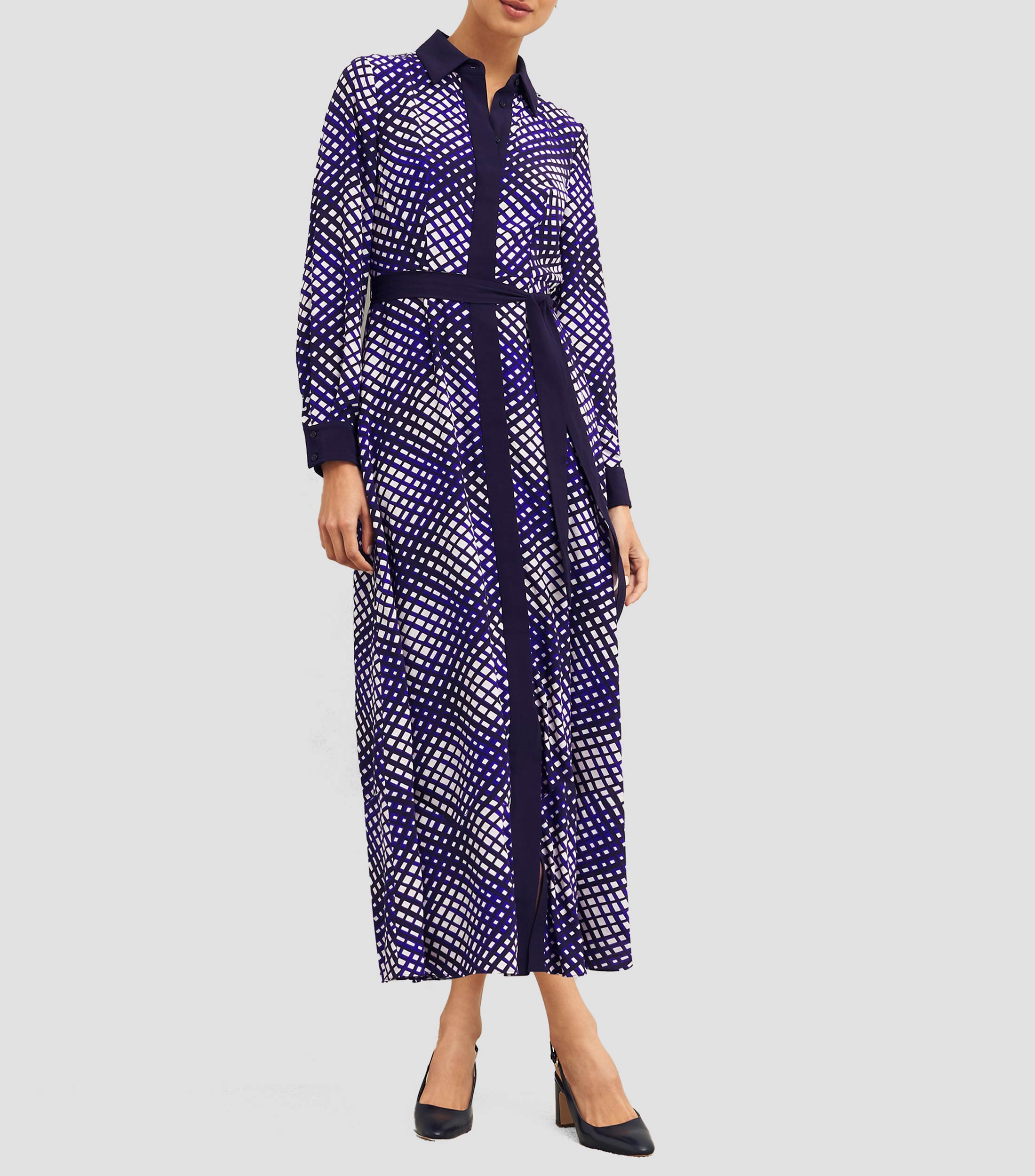 Vestido midi de manga larga estampado Mujer