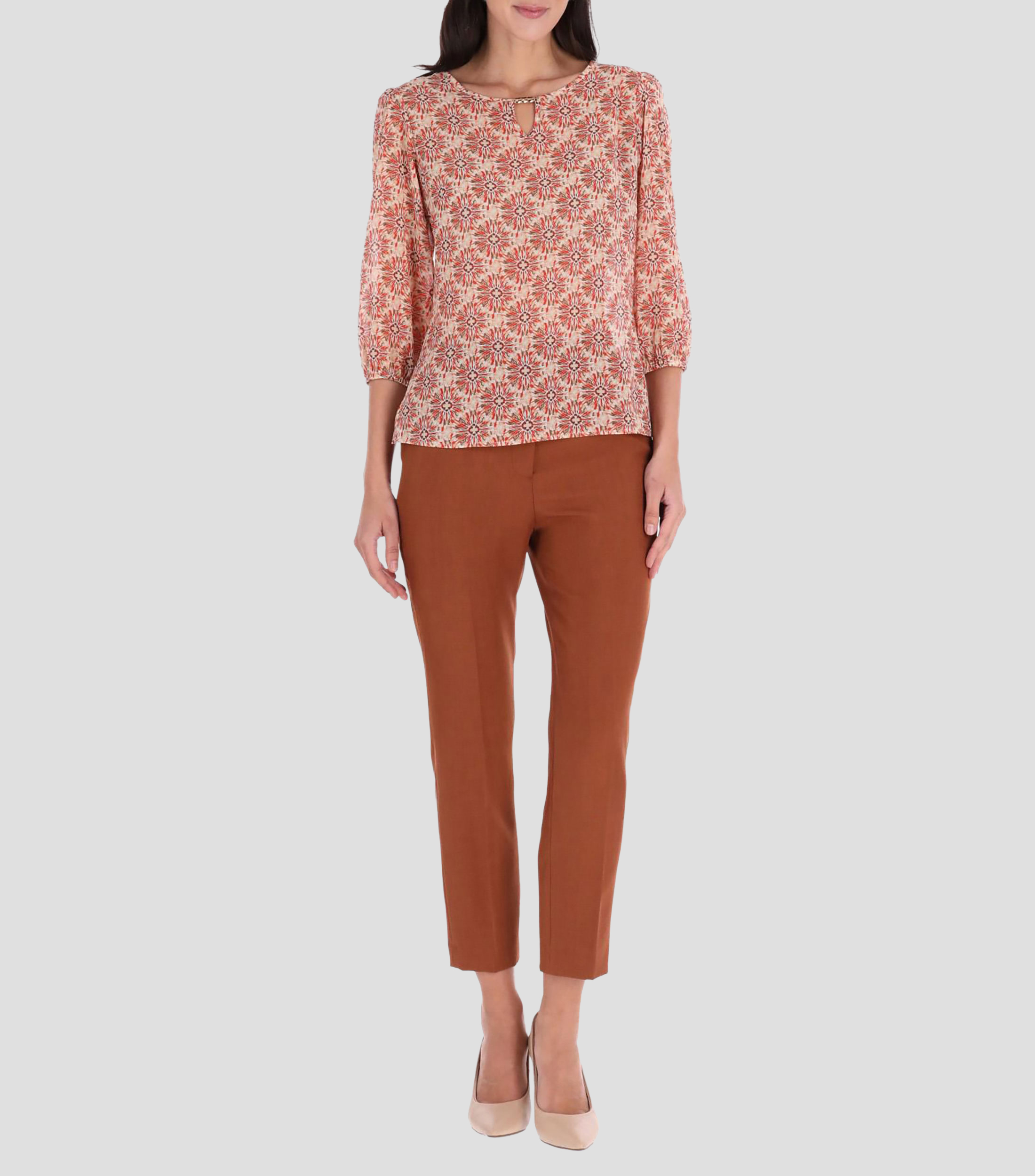 Blusa estampada manga 3/4 Mujer
