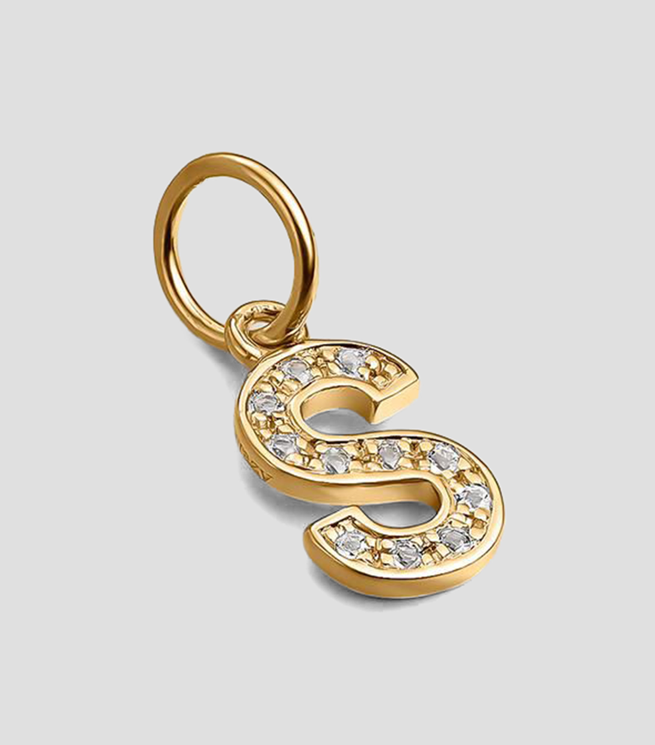 Charm letra "S" en plata .925 con topacio blanco Mujer