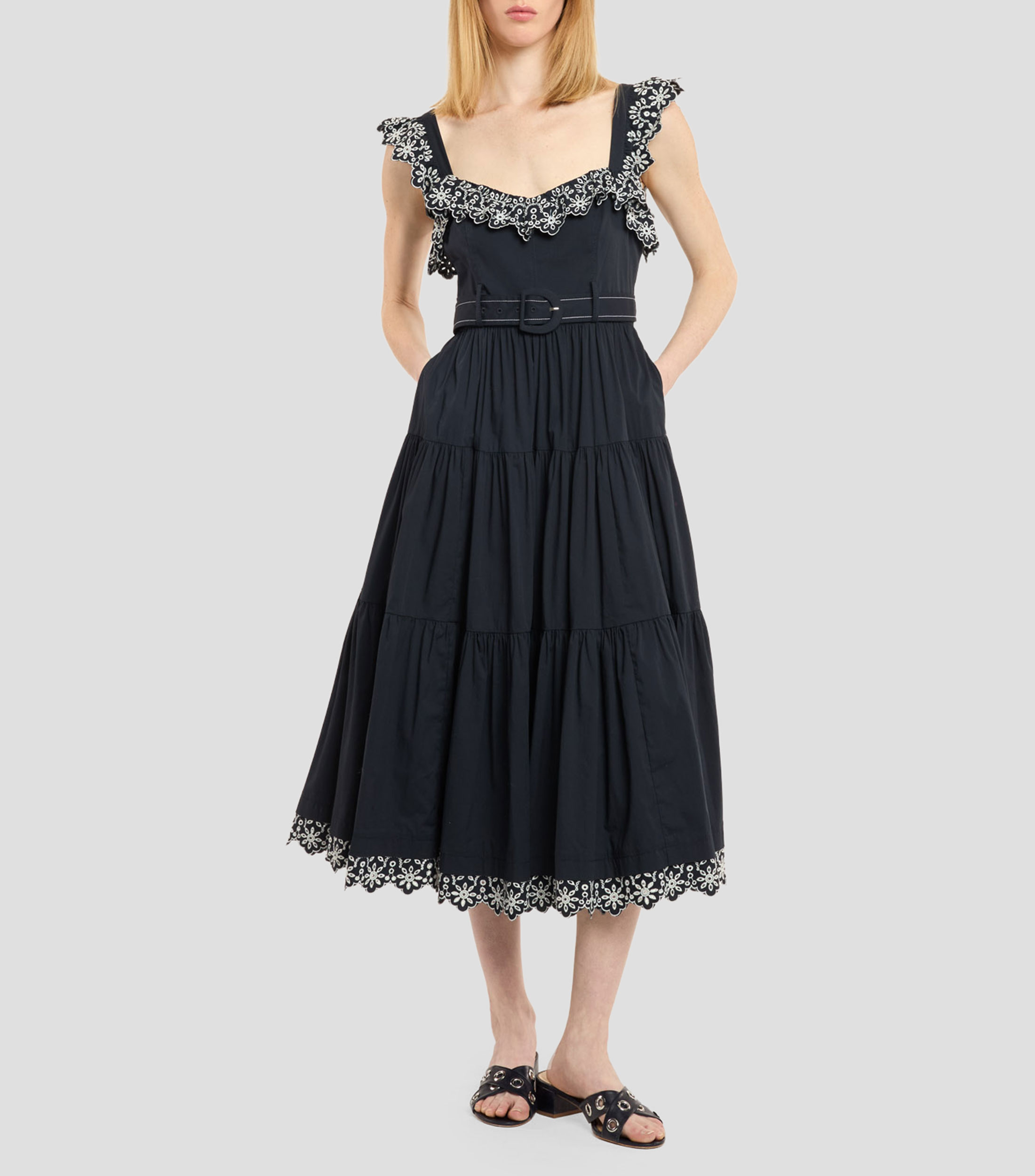 Vestido midi liso Mujer