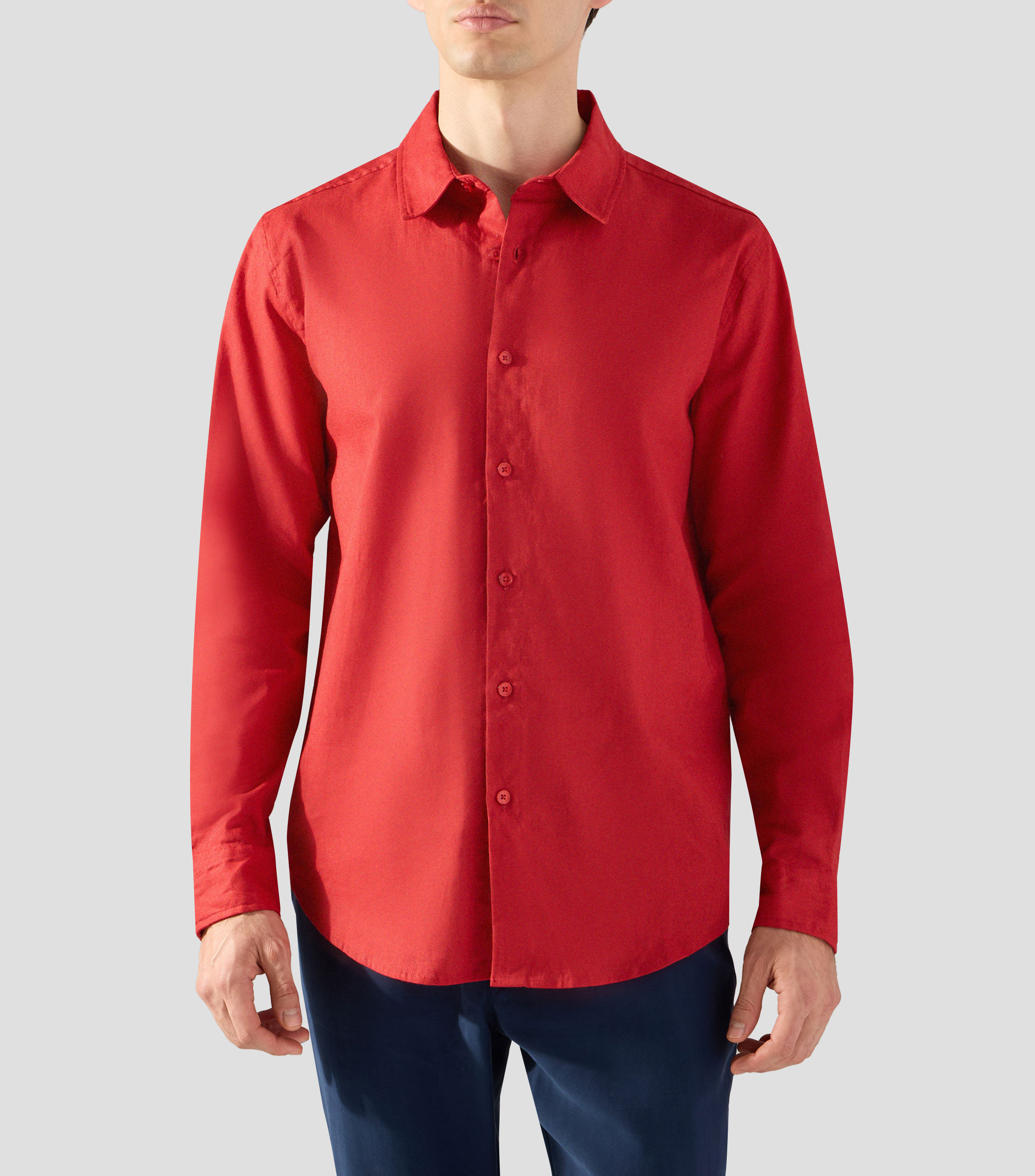 Camisa lisa con manga larga Hombre